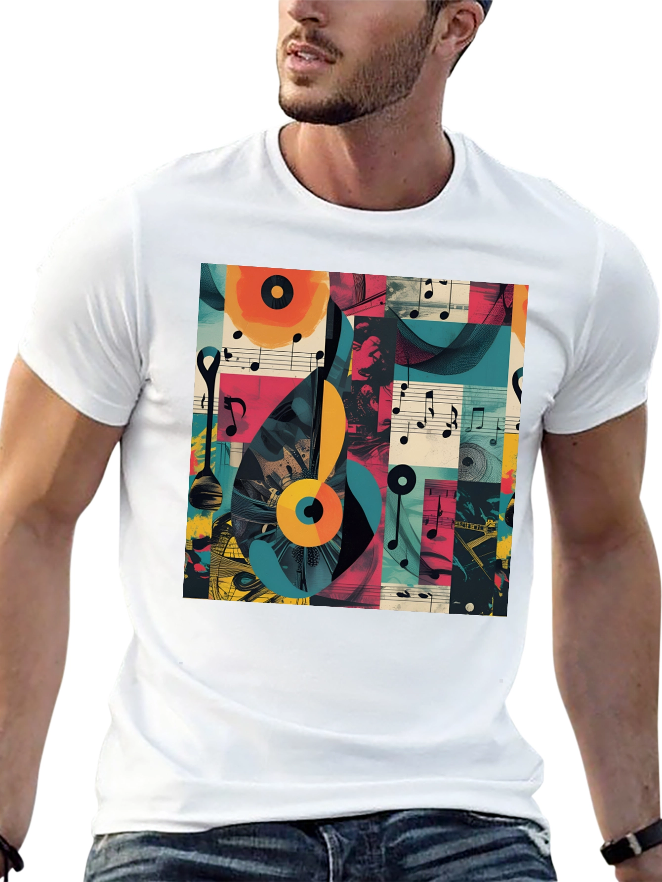 Abstract Music Note Graphic Tee - Modern Style