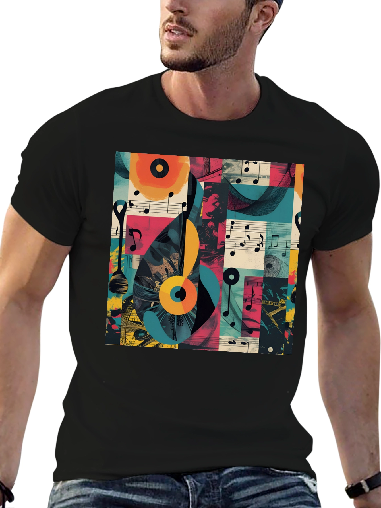 Abstract Music Note Graphic Tee - Modern Style