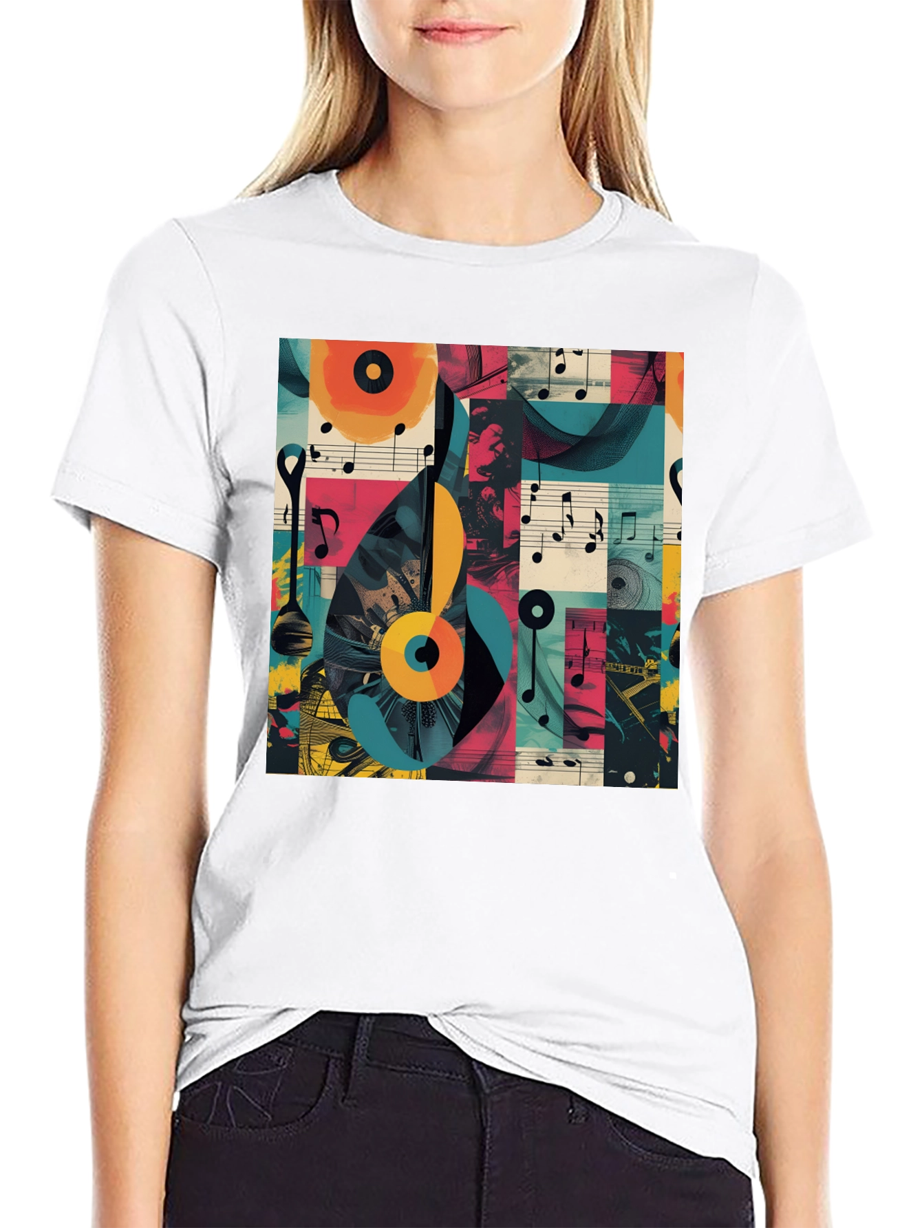 Abstract Music Note Graphic Tee - Modern Style