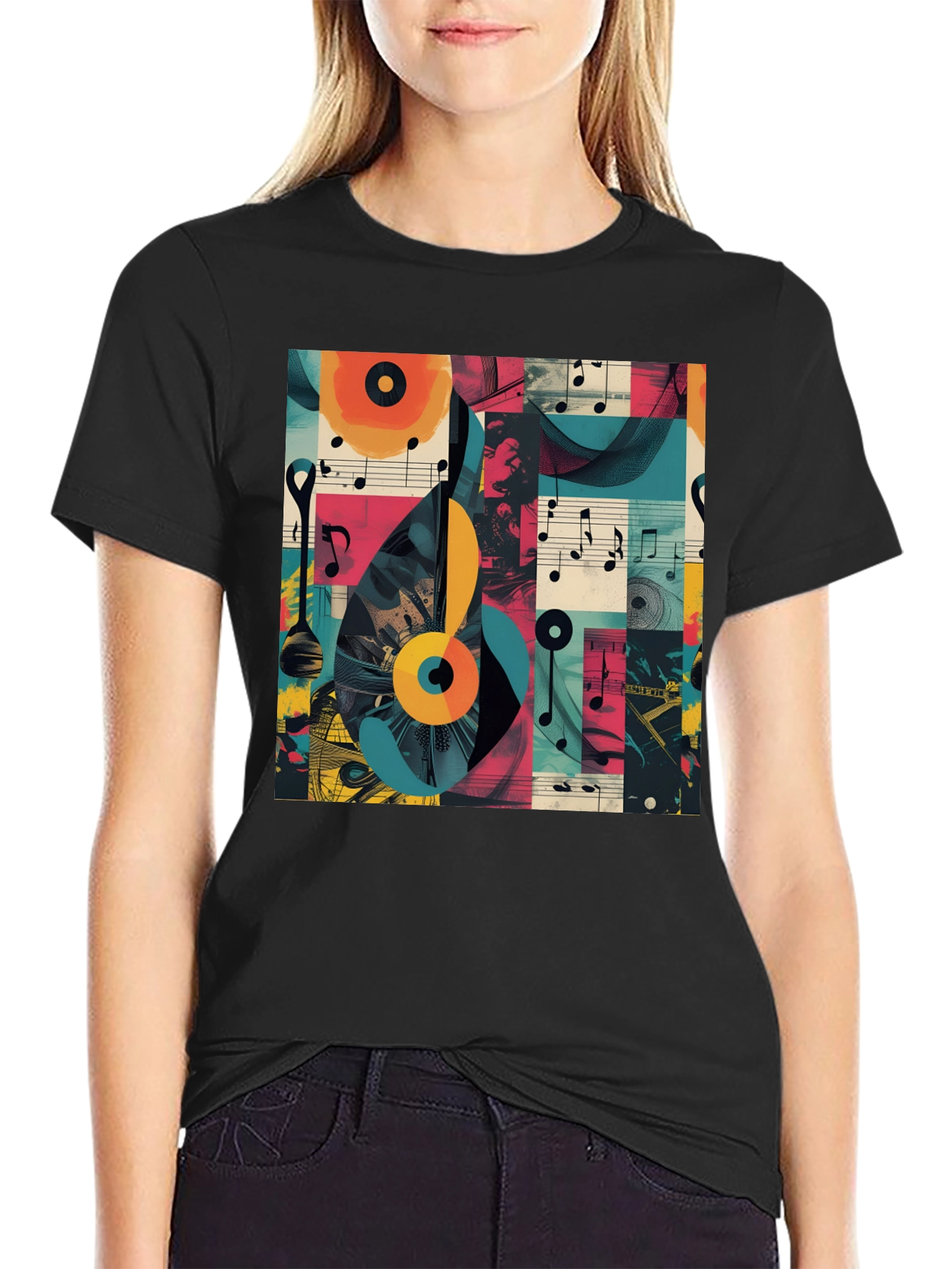 Abstract Music Note Graphic Tee - Modern Style