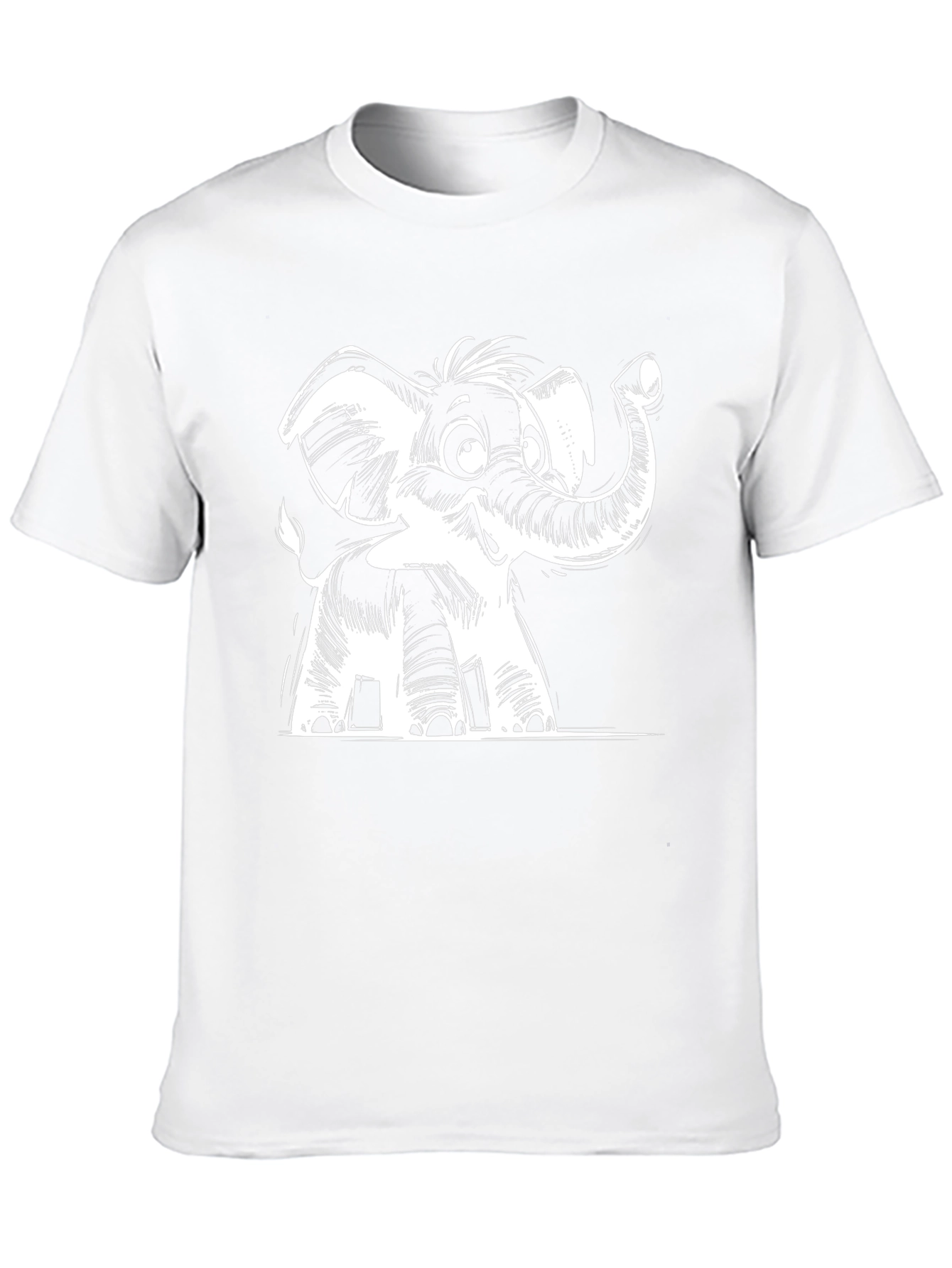 Cartoon Elephant Graphic Tee - Black