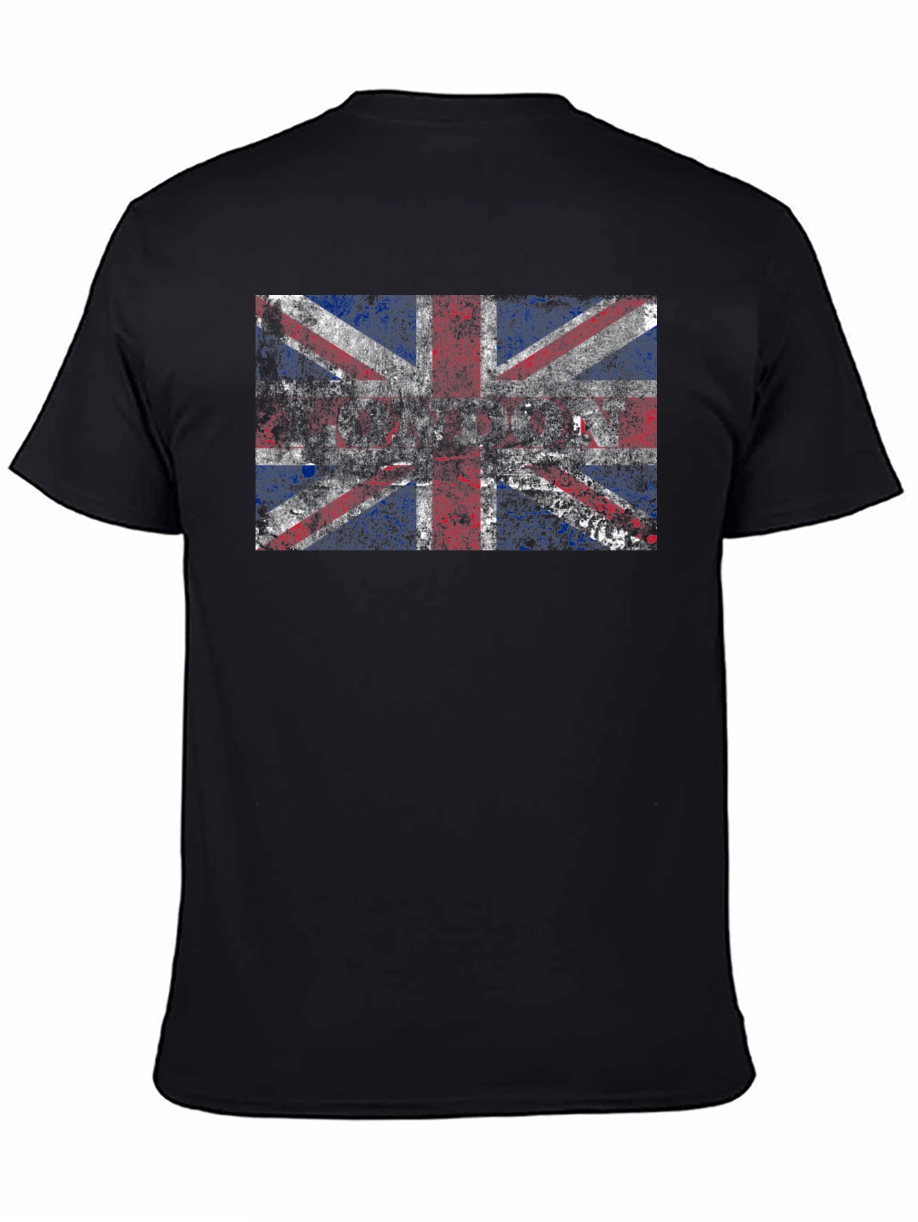Union Jack Flag Graphic Print Mens Black T-Shirt
