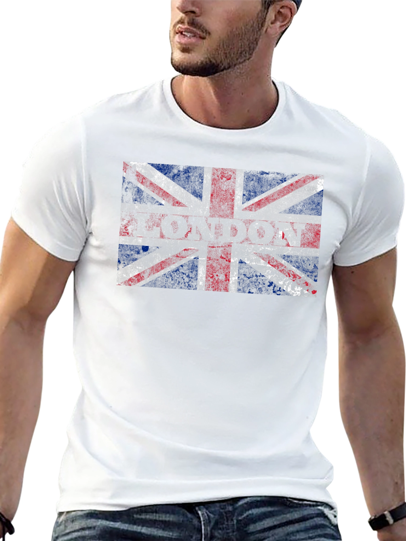 Union Jack Flag Graphic Print Mens Black T-Shirt