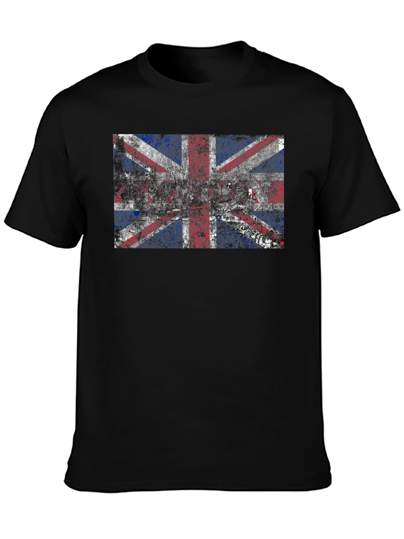Union Jack Flag Graphic Print Mens Black T-Shirt