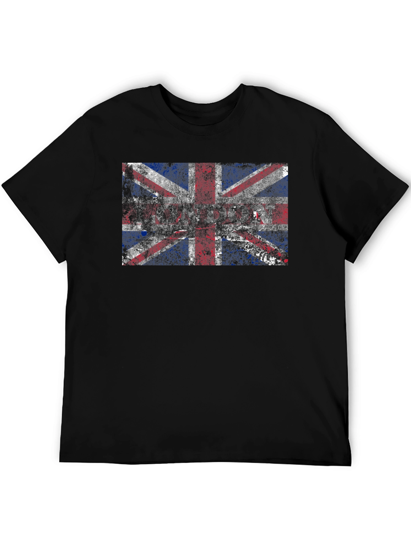 Union Jack Flag Graphic Print Mens Black T-Shirt