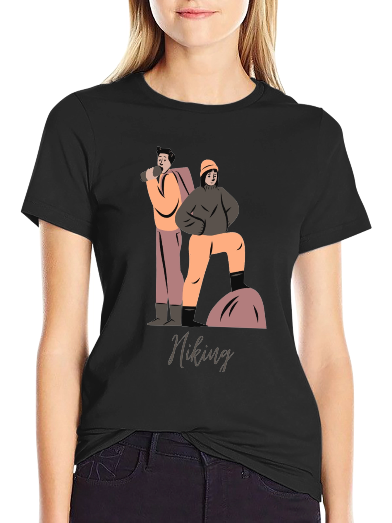 Hiking Graphic T-Shirt - Black Cotton Tee