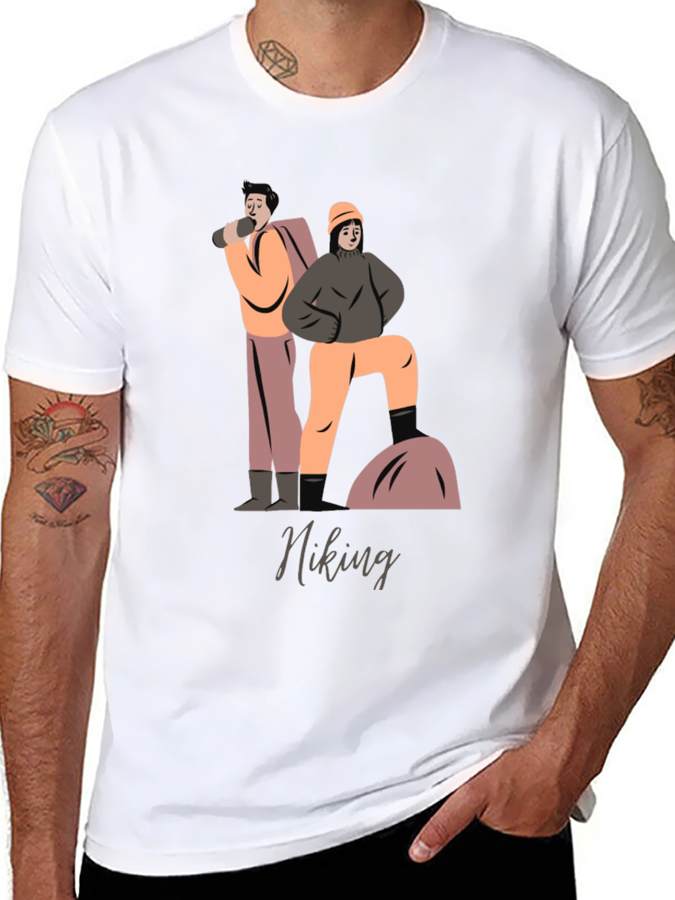 Hiking Graphic T-Shirt - Black Cotton Tee