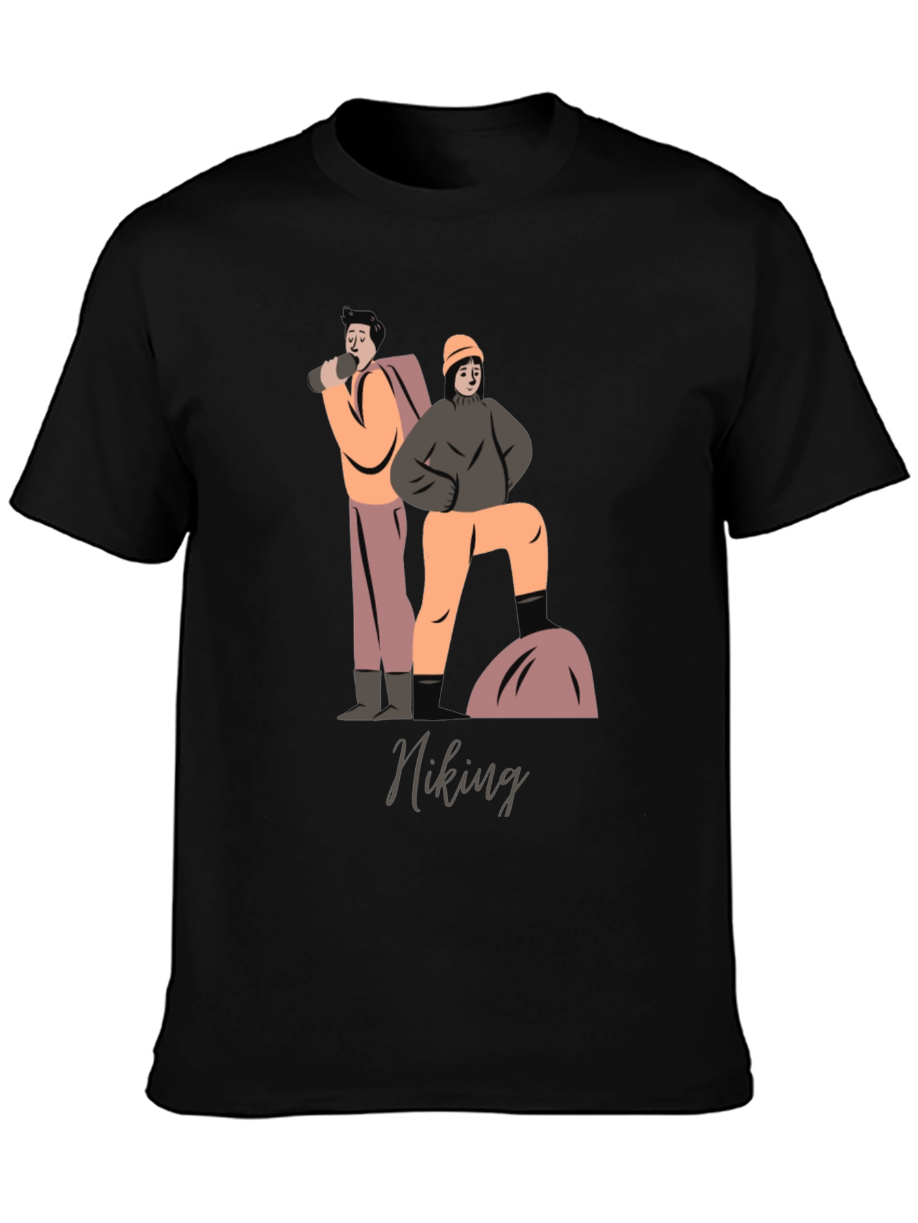Hiking Graphic T-Shirt - Black Cotton Tee