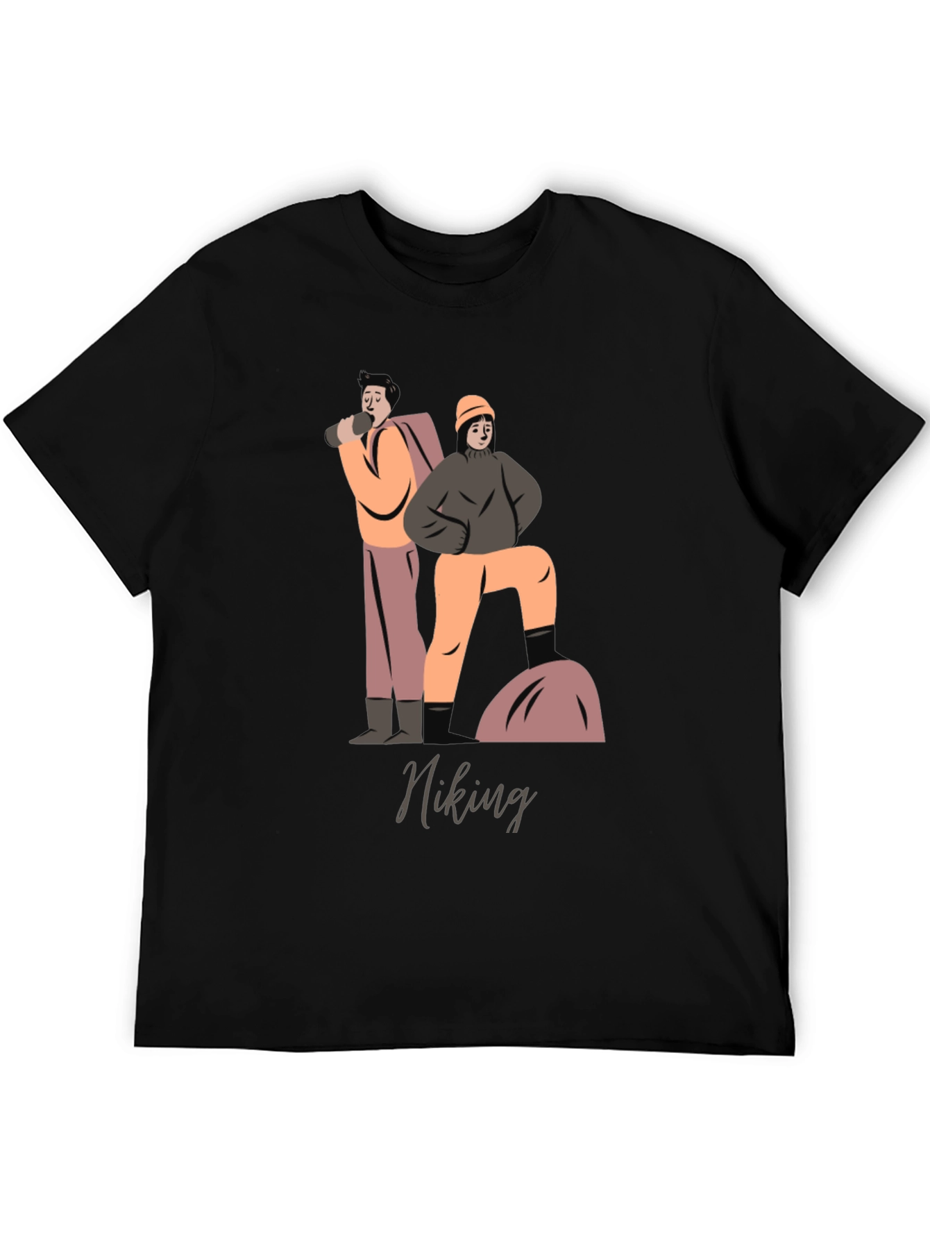 Hiking Graphic T-Shirt - Black Cotton Tee
