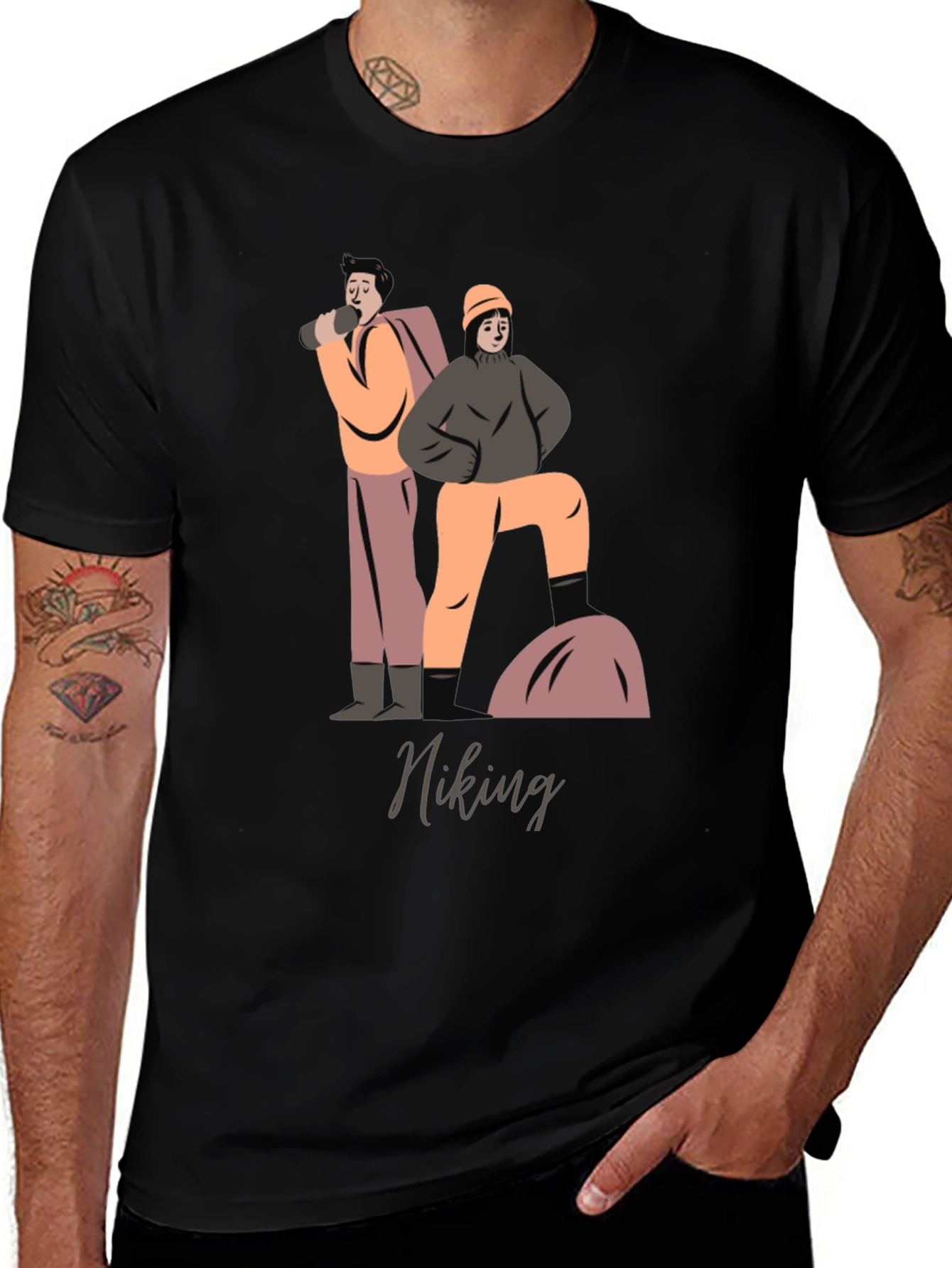 Hiking Graphic T-Shirt - Black Cotton Tee