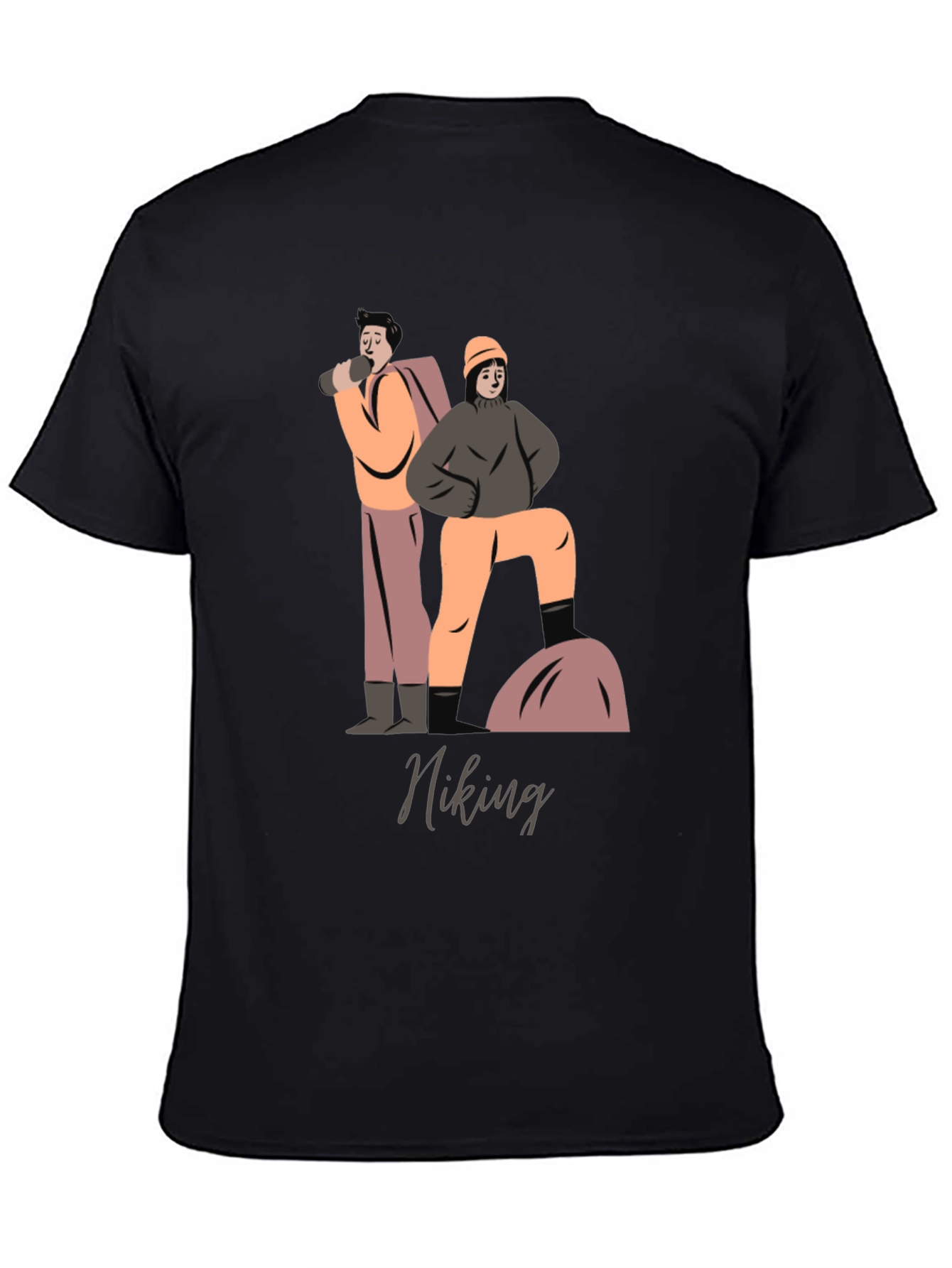 Hiking Graphic T-Shirt - Black Cotton Tee