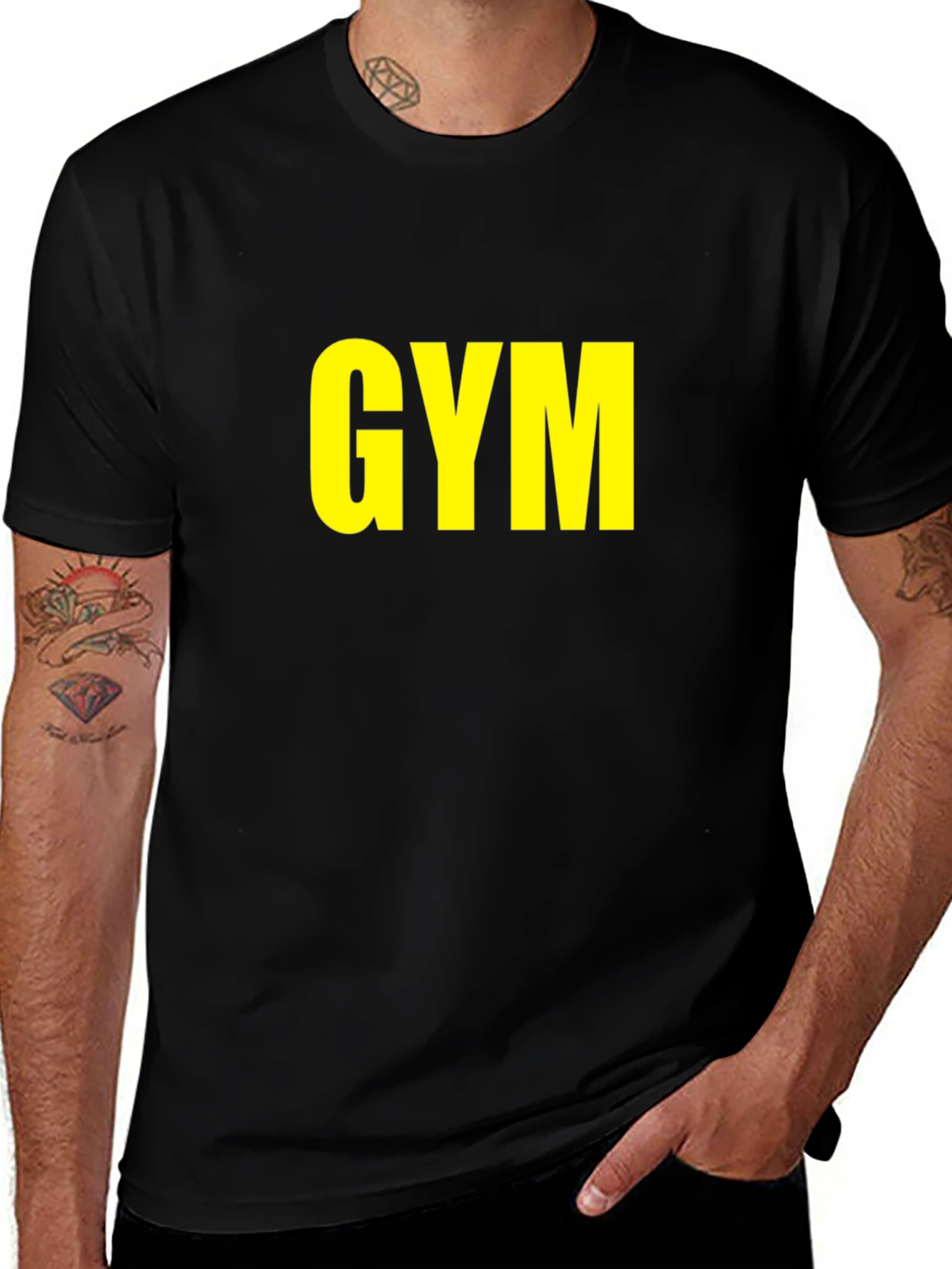 GYM T-Shirt - Bold Yellow Print on Black
