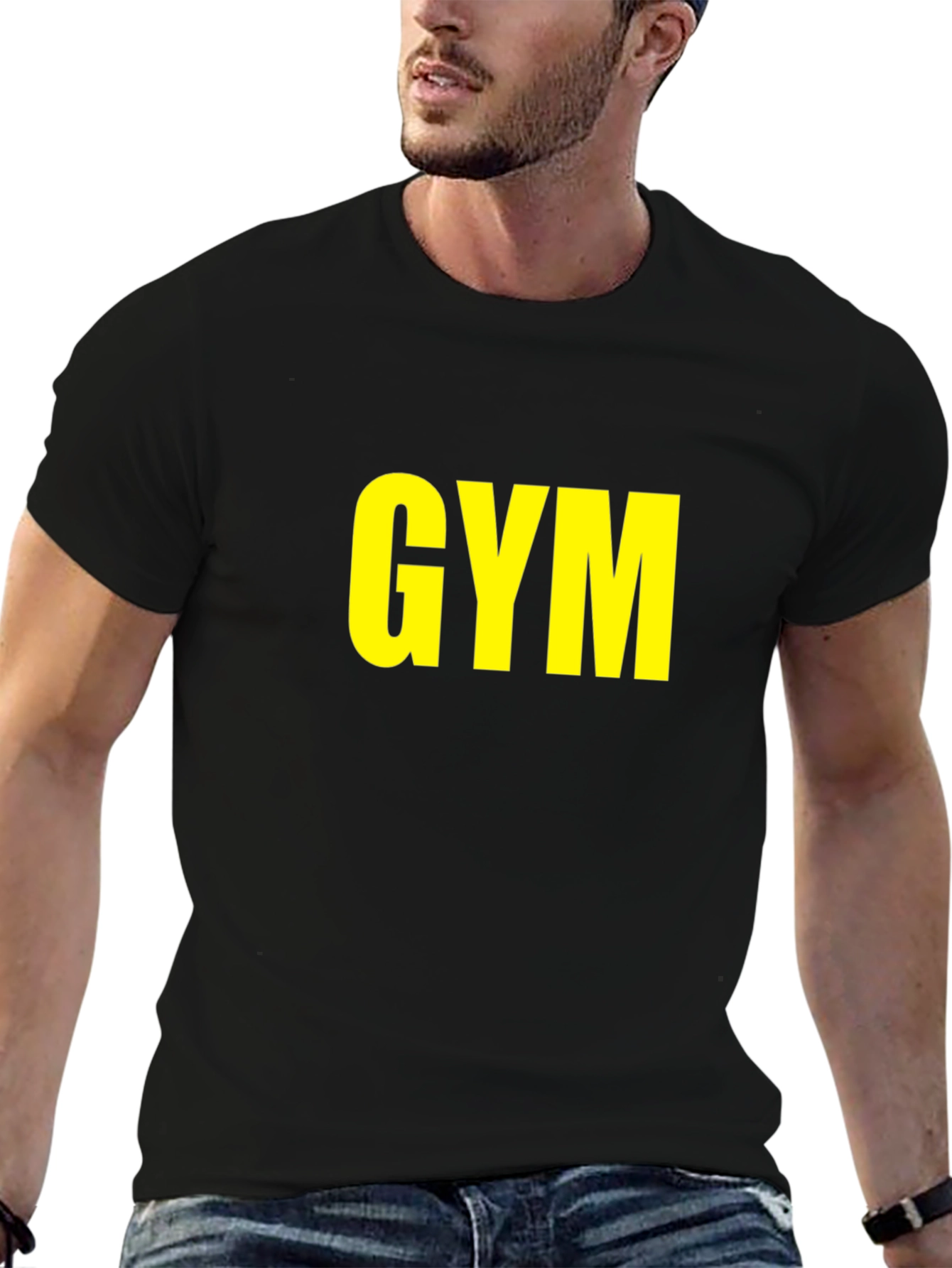 GYM T-Shirt - Bold Yellow Print on Black