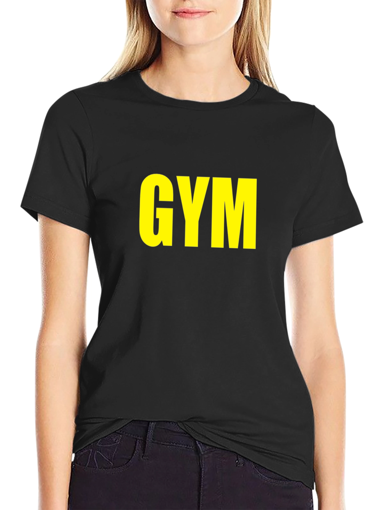GYM T-Shirt - Bold Yellow Print on Black