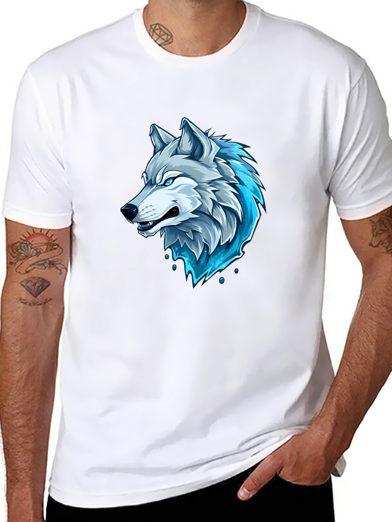 Mens Black Wolf Graphic T-Shirt