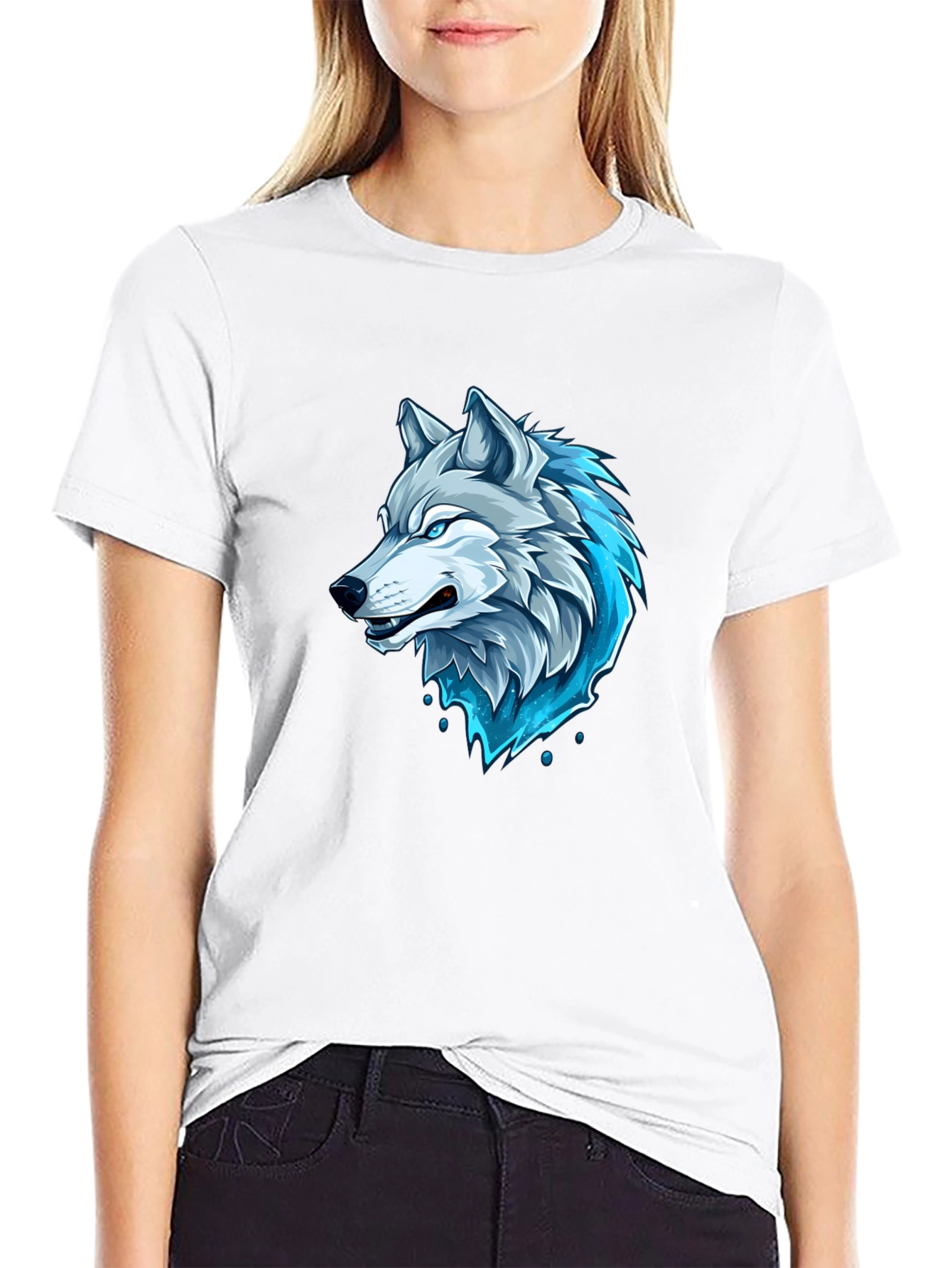 Mens Black Wolf Graphic T-Shirt