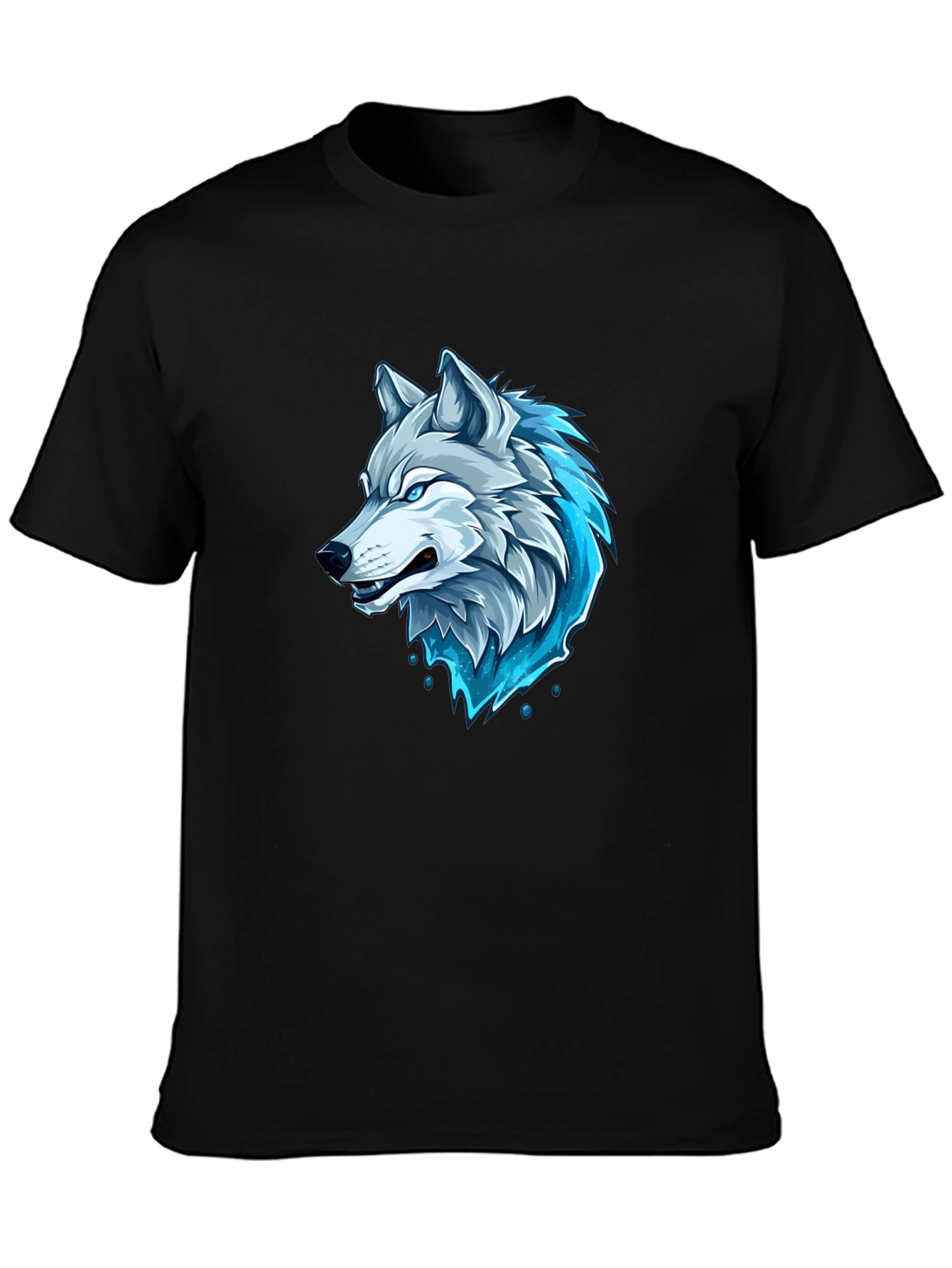 Mens Black Wolf Graphic T-Shirt