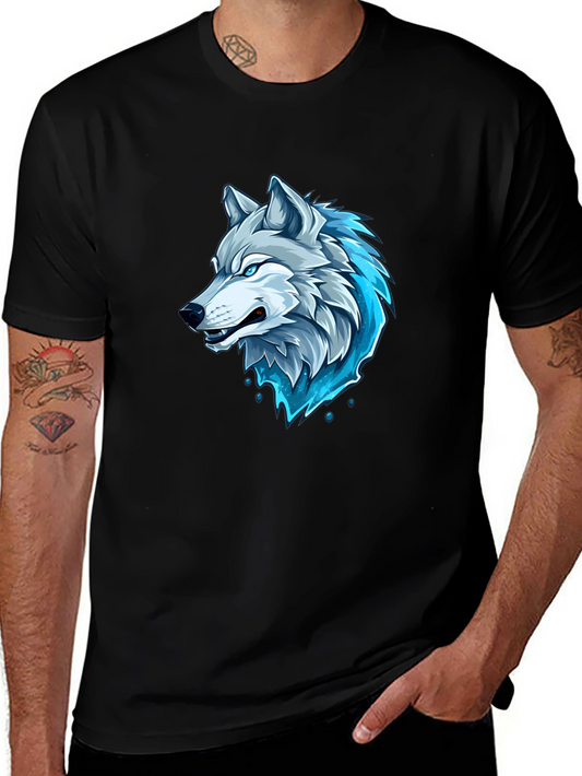 Mens Black Wolf Graphic T-Shirt