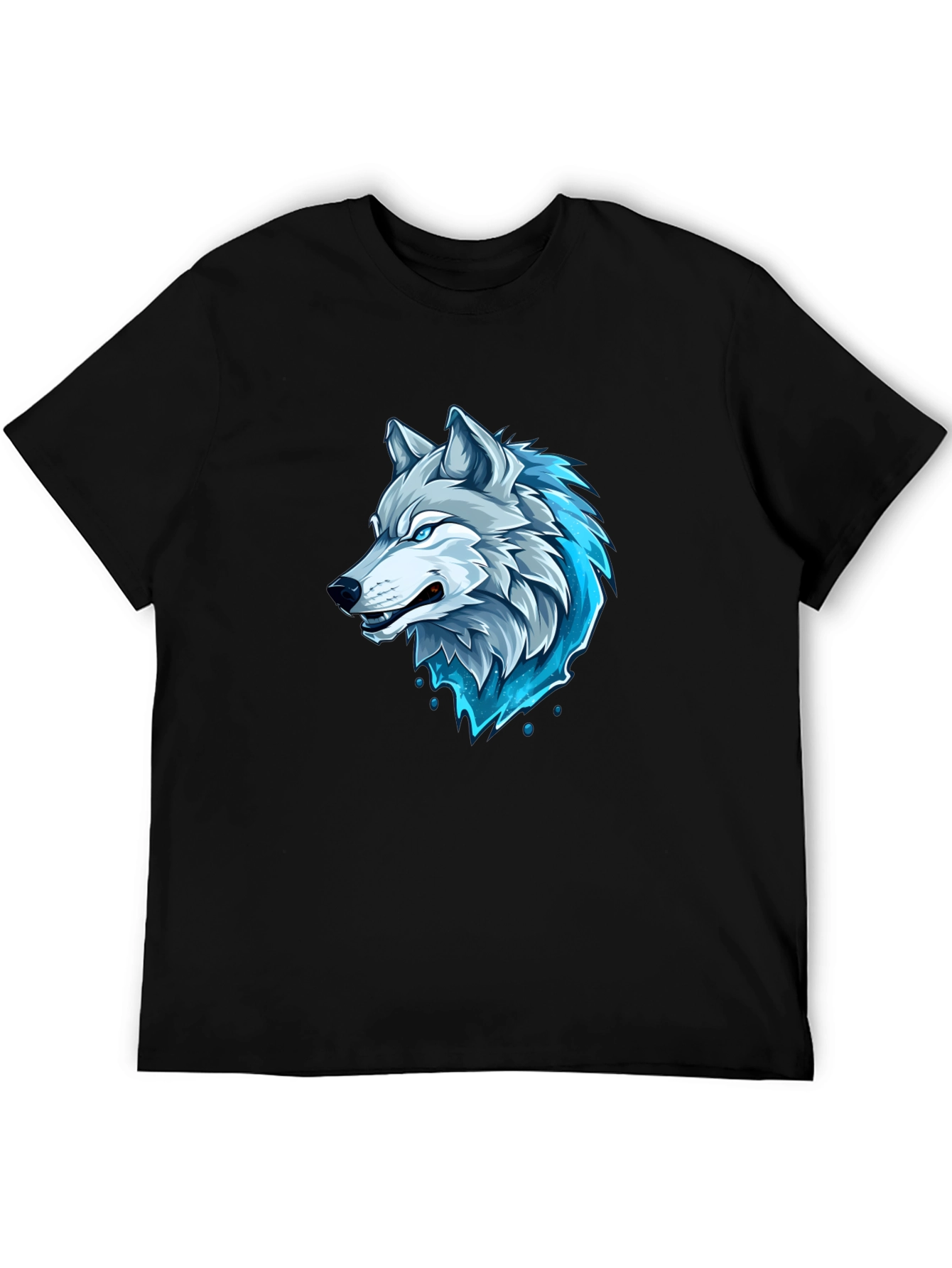 Mens Black Wolf Graphic T-Shirt