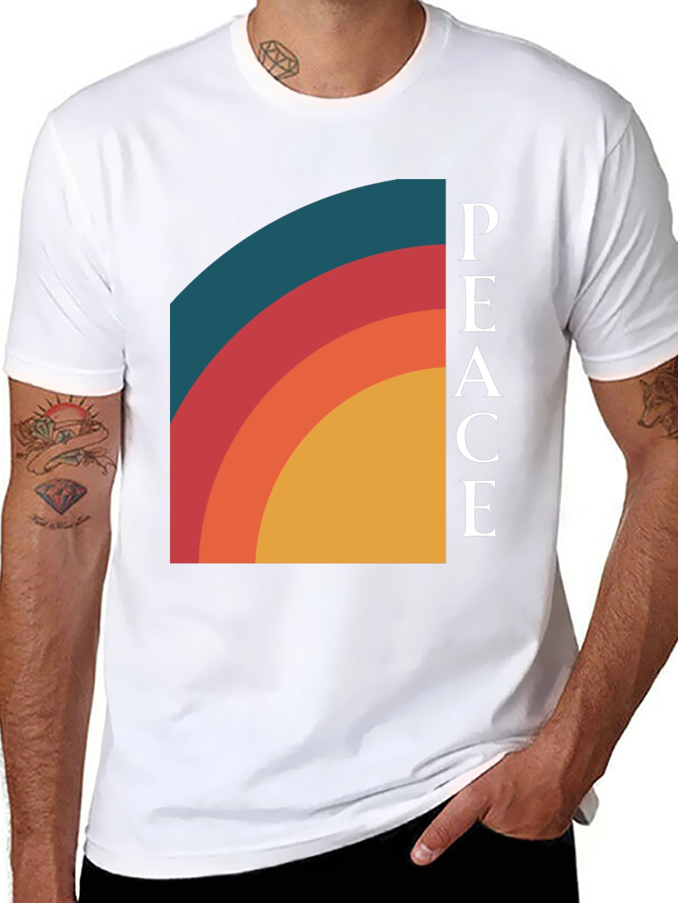 Peace Retro Rainbow Graphic Tee - Classic Fit