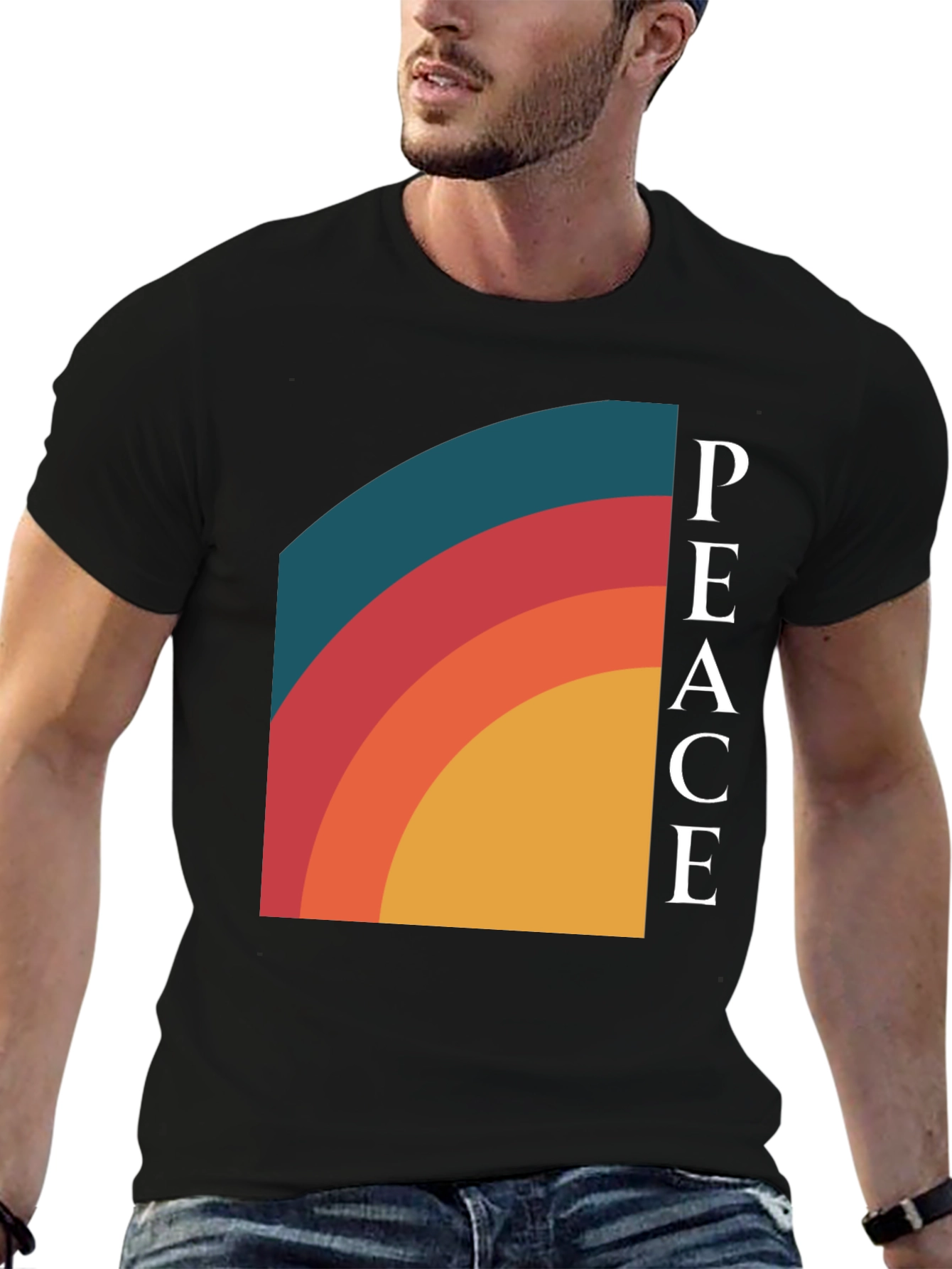 Peace Retro Rainbow Graphic Tee - Classic Fit