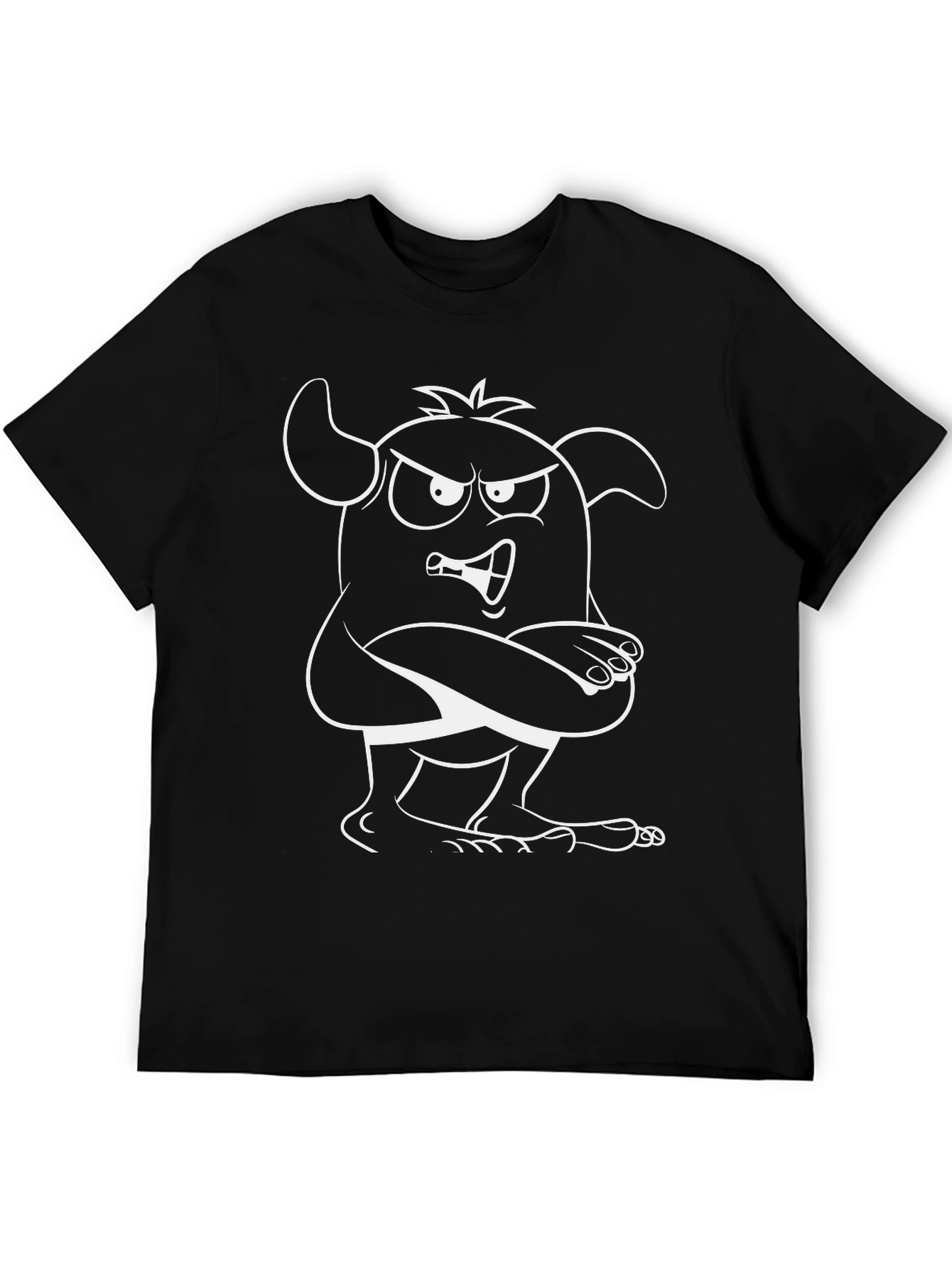 Cartoon Monster Graphic Tee - Black