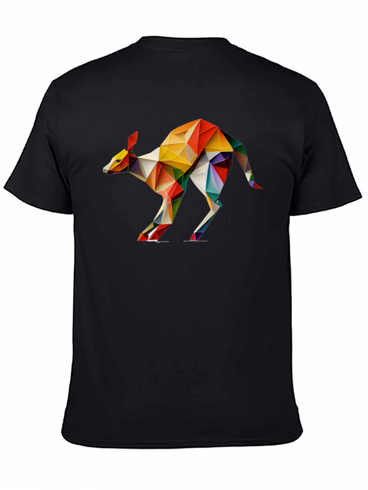 Geometric Kangaroo Graphic Tee - Black