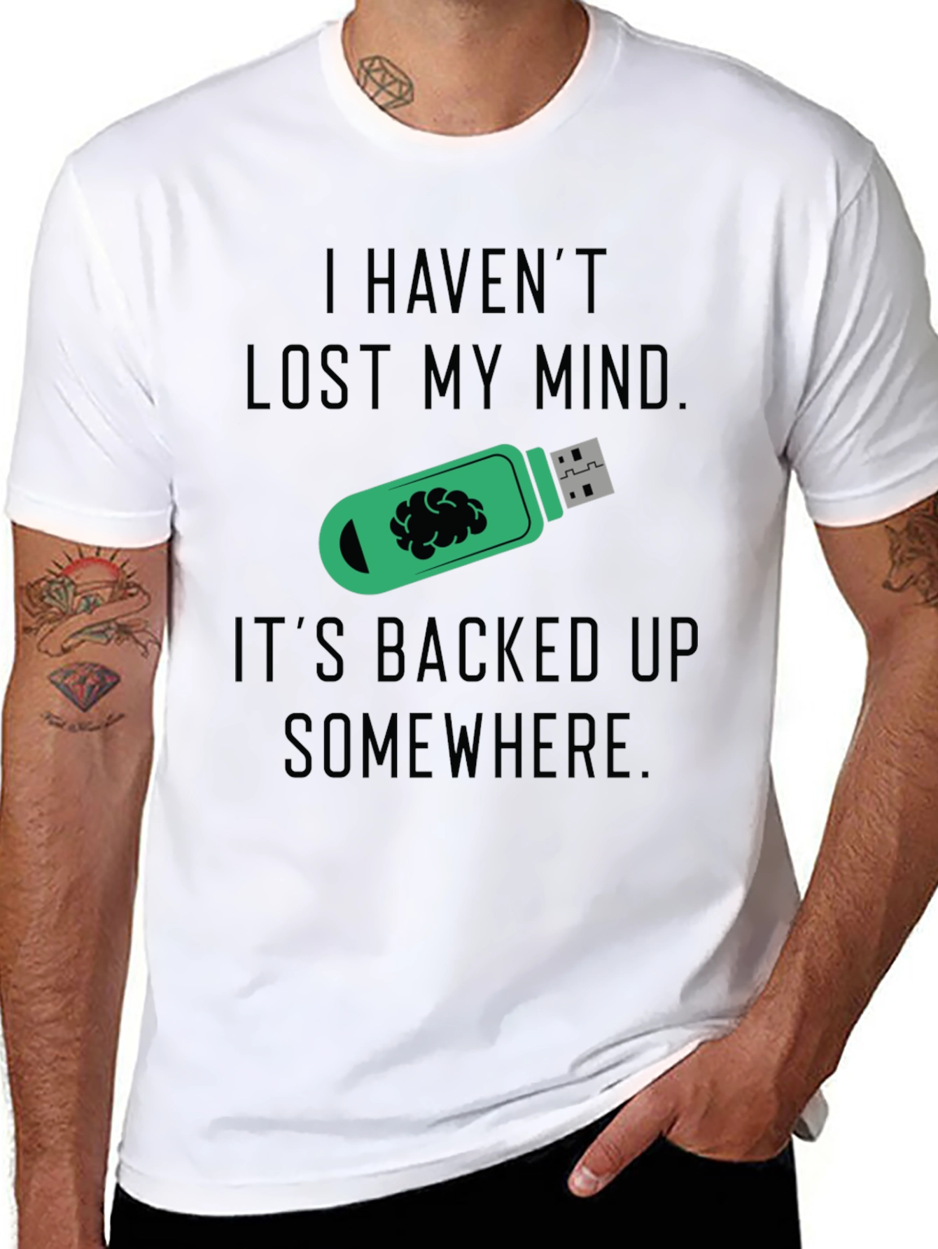Funny Backed Up Brain T-Shirt - Novelty Tee
