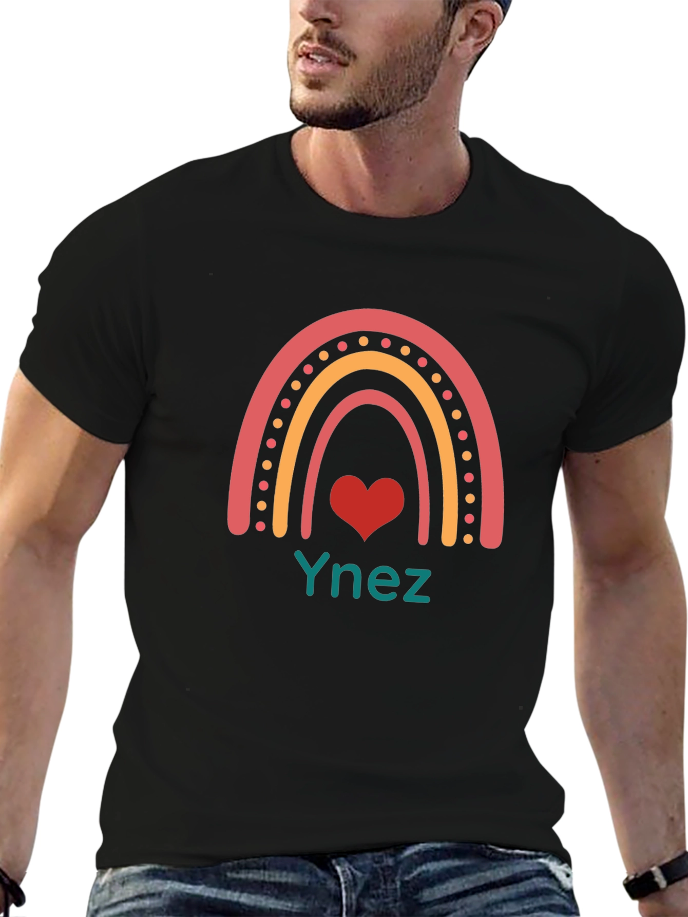 Rainbow Heart Ynez T-Shirt - Black