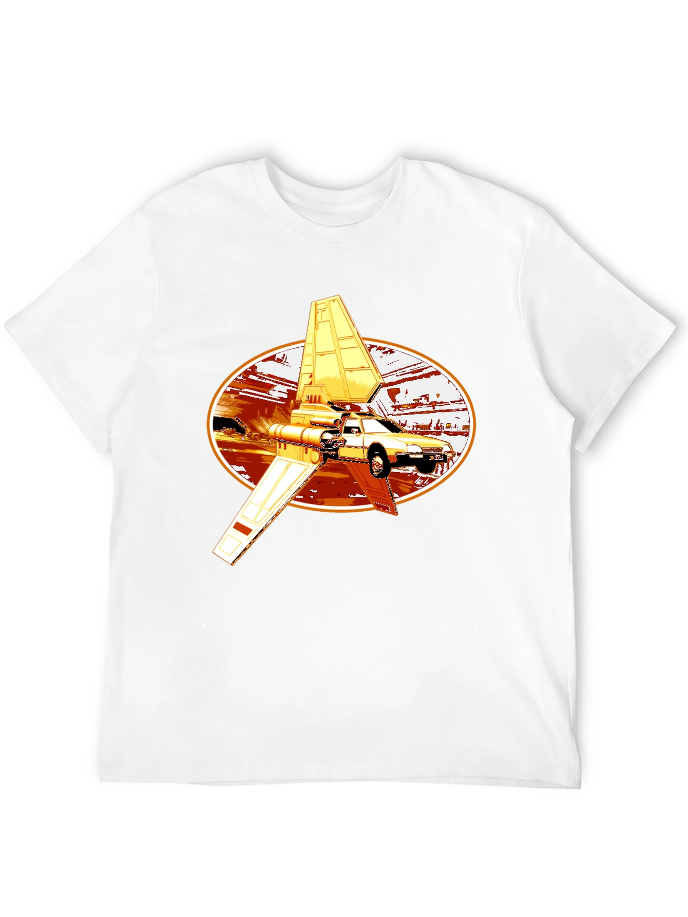 Futuristic Car Graphic Tee - Black Cotton Blend