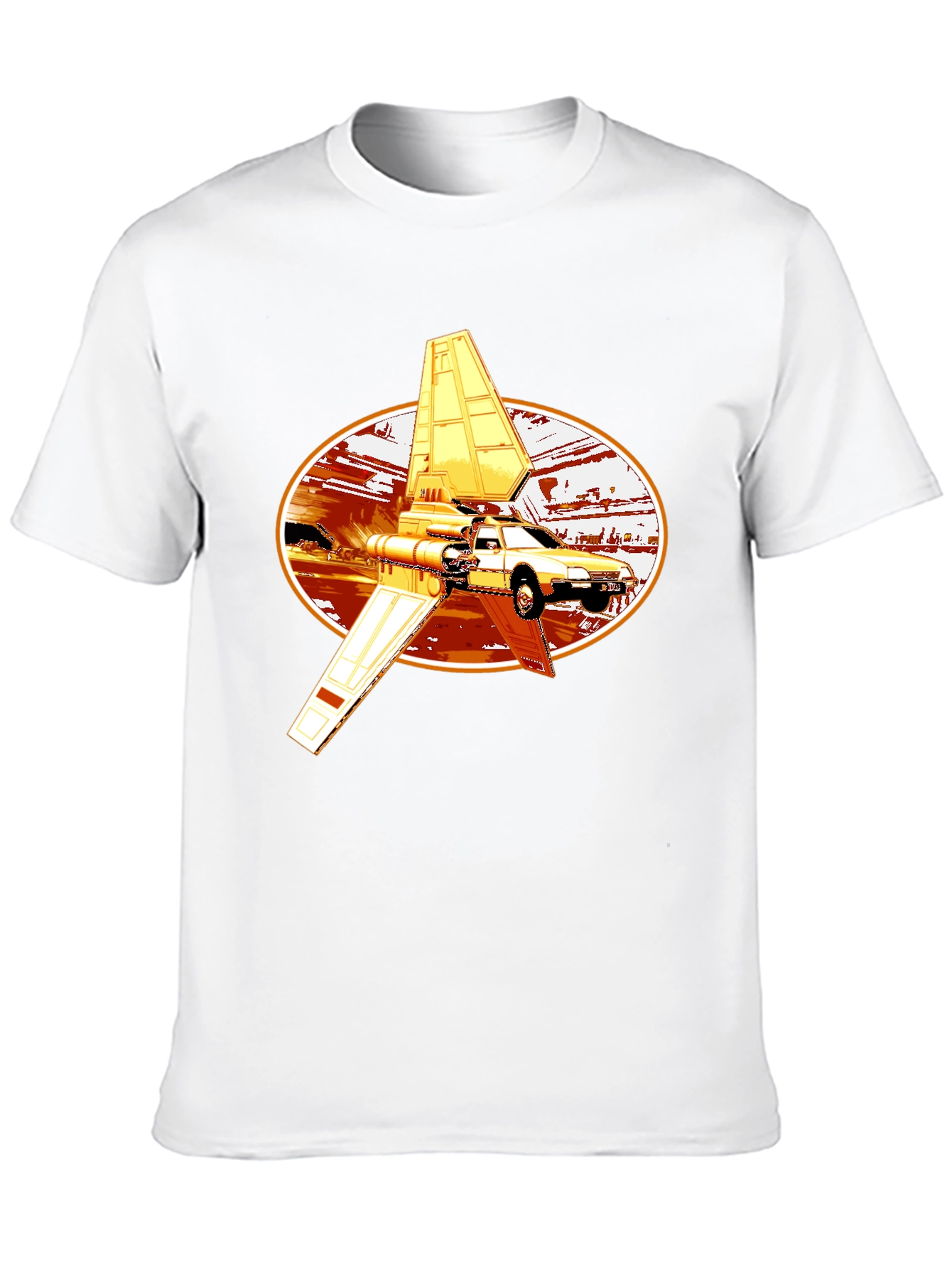 Futuristic Car Graphic Tee - Black Cotton Blend