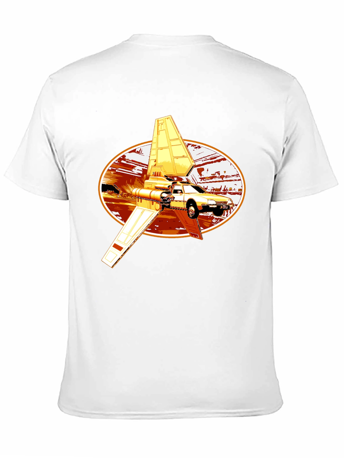 Futuristic Car Graphic Tee - Black Cotton Blend