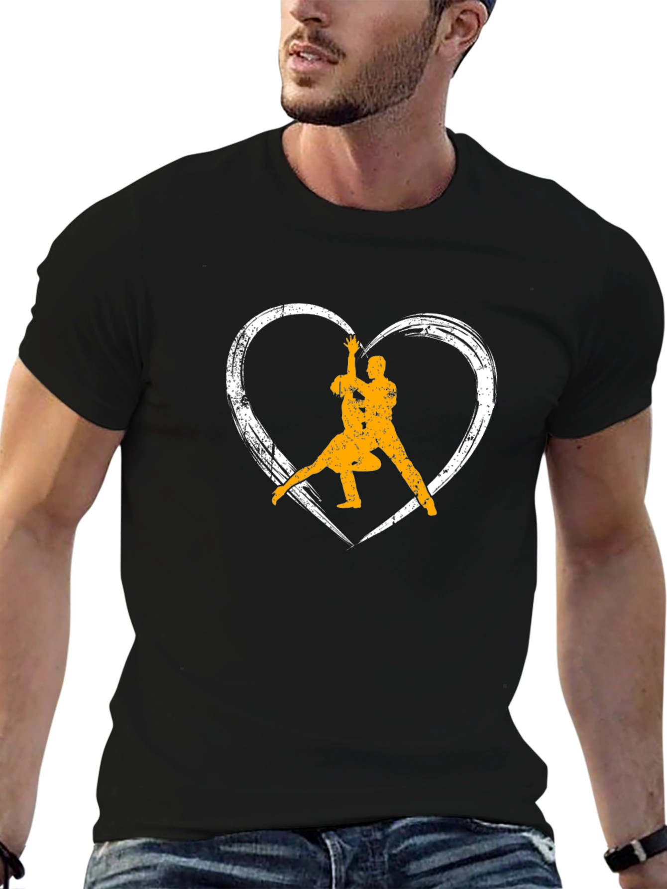 Dance Lovers Black T-Shirt - Heart Graphic