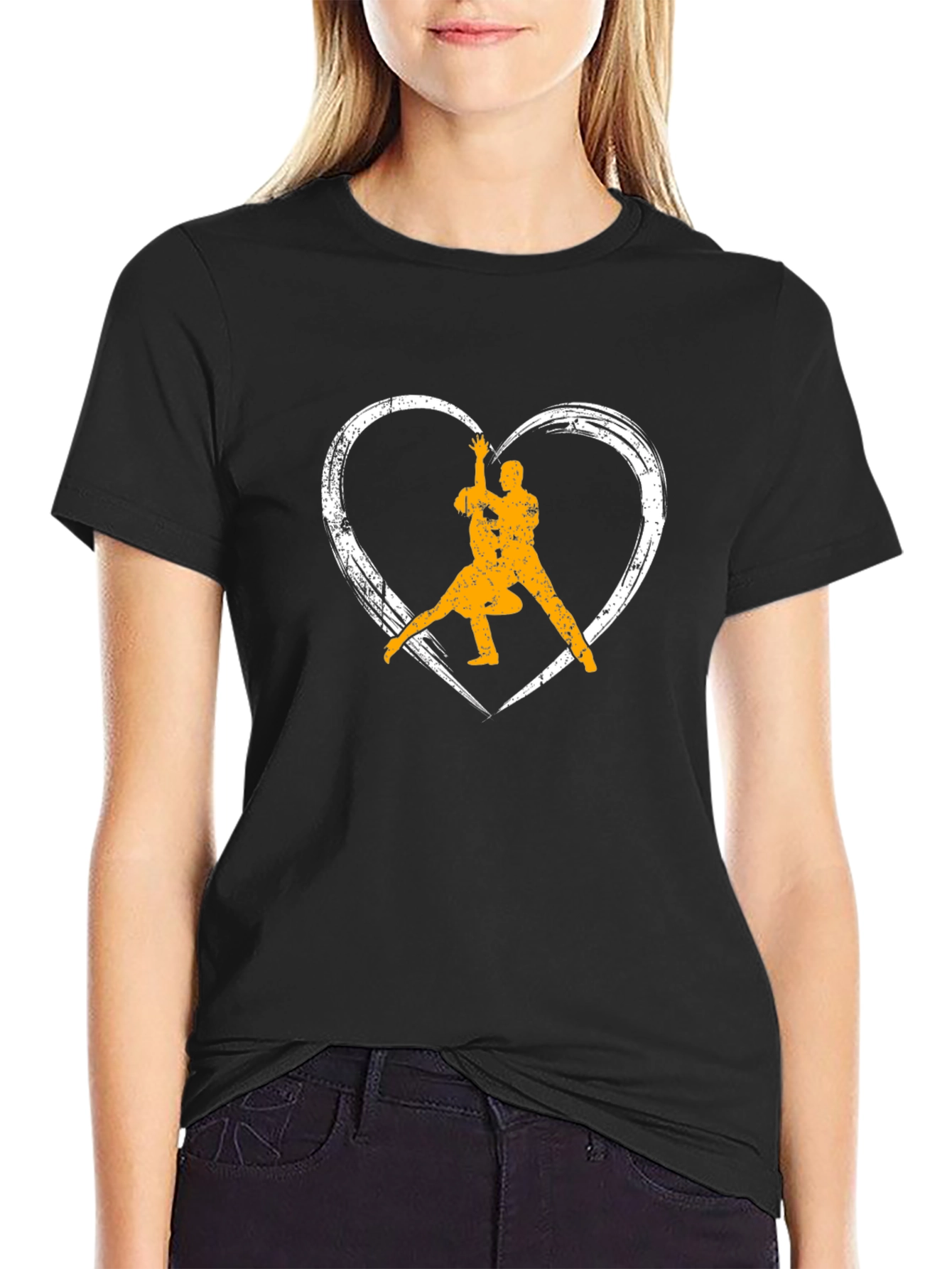 Dance Lovers Black T-Shirt - Heart Graphic