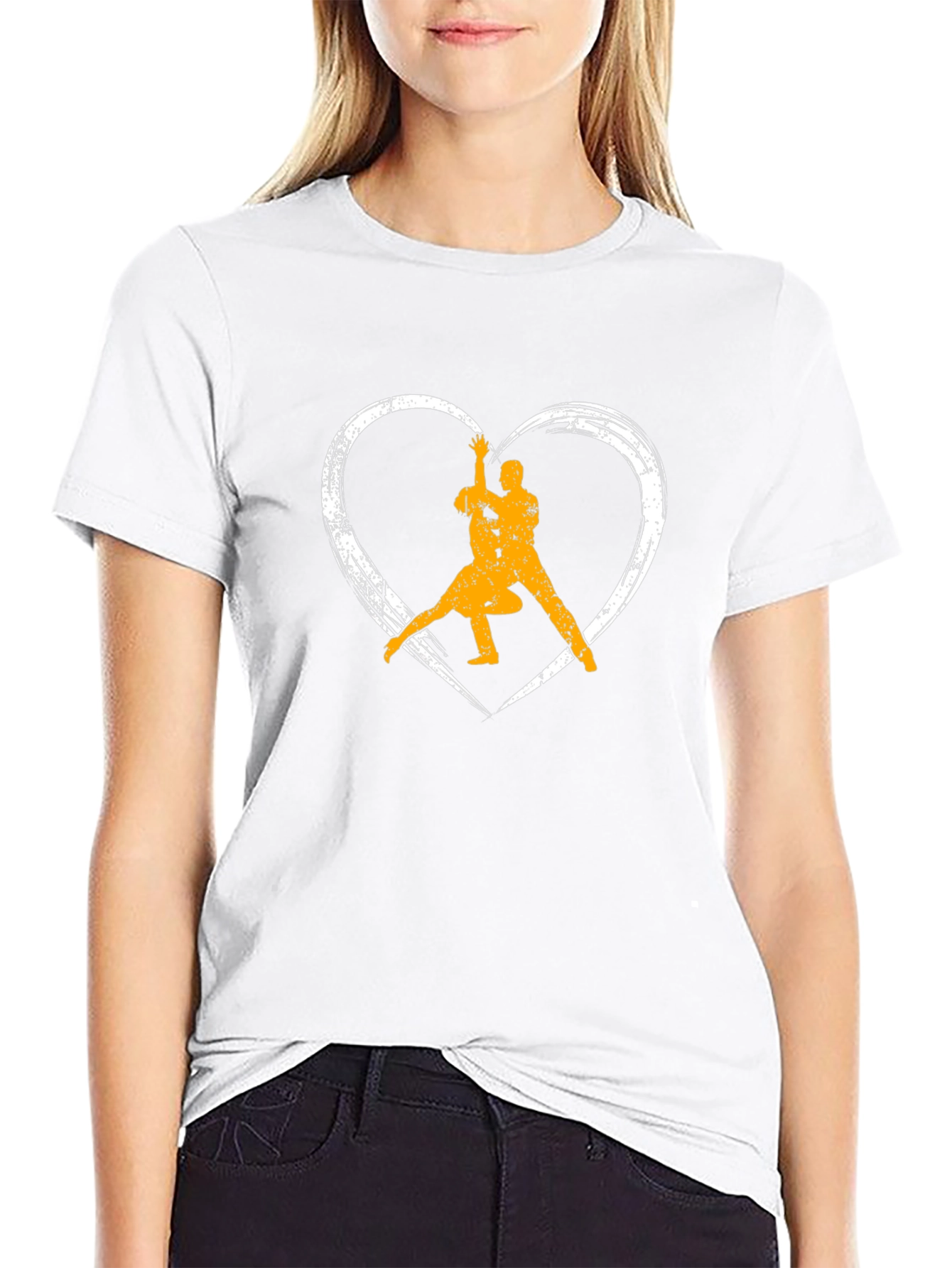 Dance Lovers Black T-Shirt - Heart Graphic