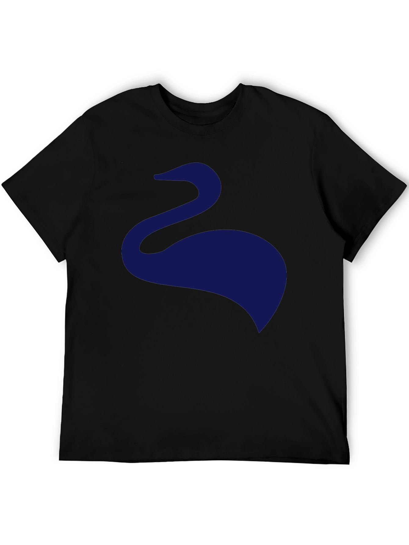 Mens Black T-Shirt with Abstract Swan Design