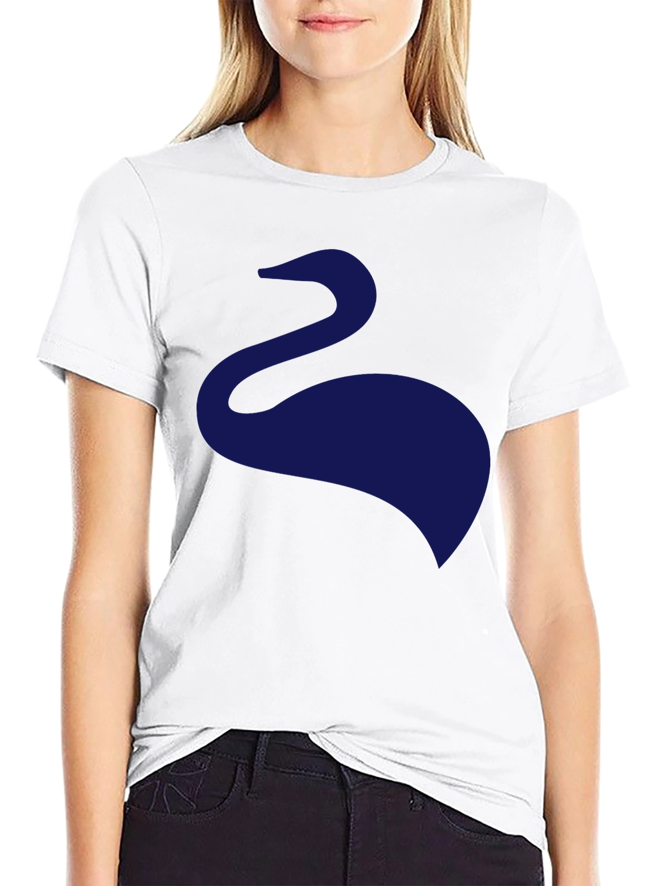 Mens Black T-Shirt with Abstract Swan Design