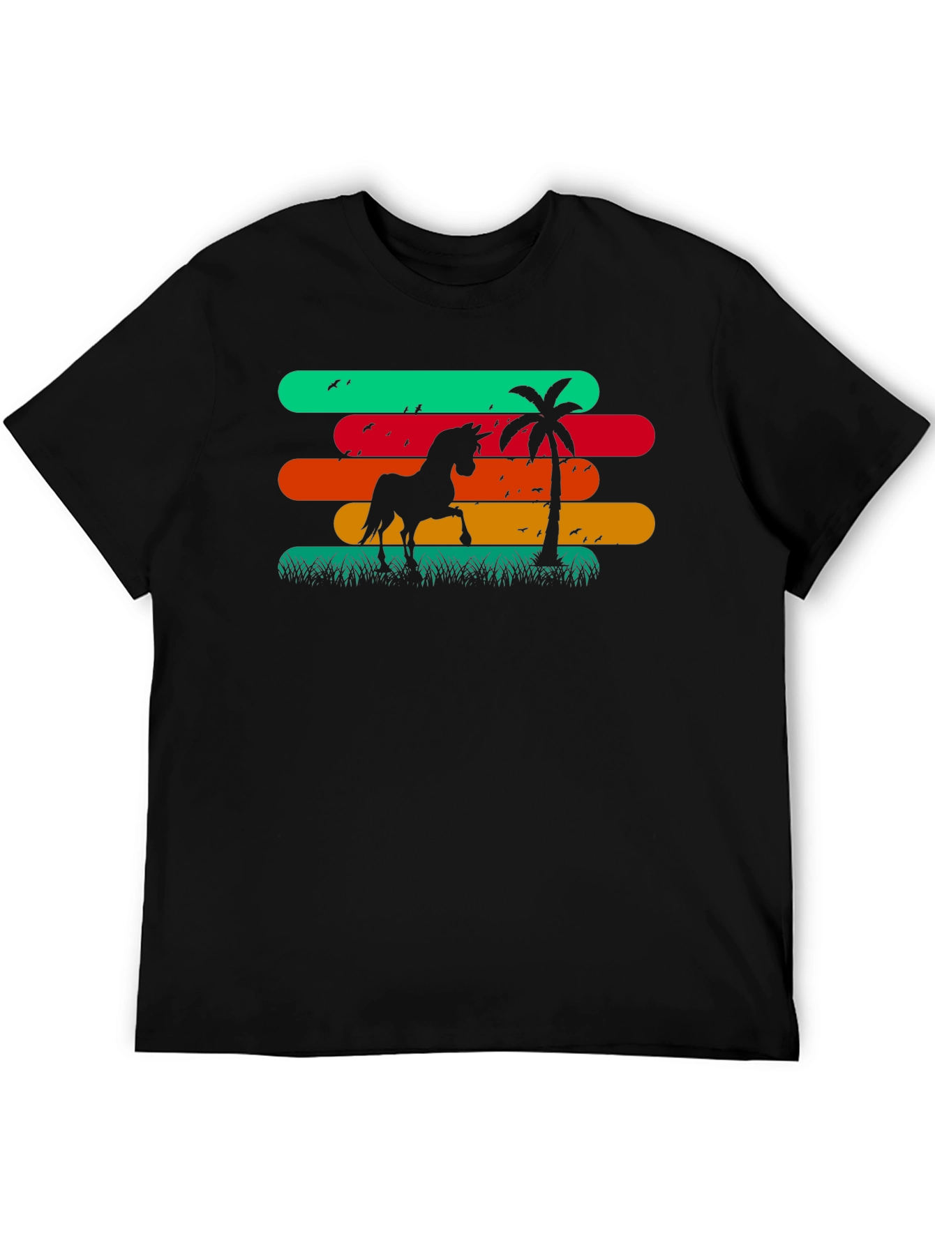 Retro Horse Palm Tree Graphic T-Shirt