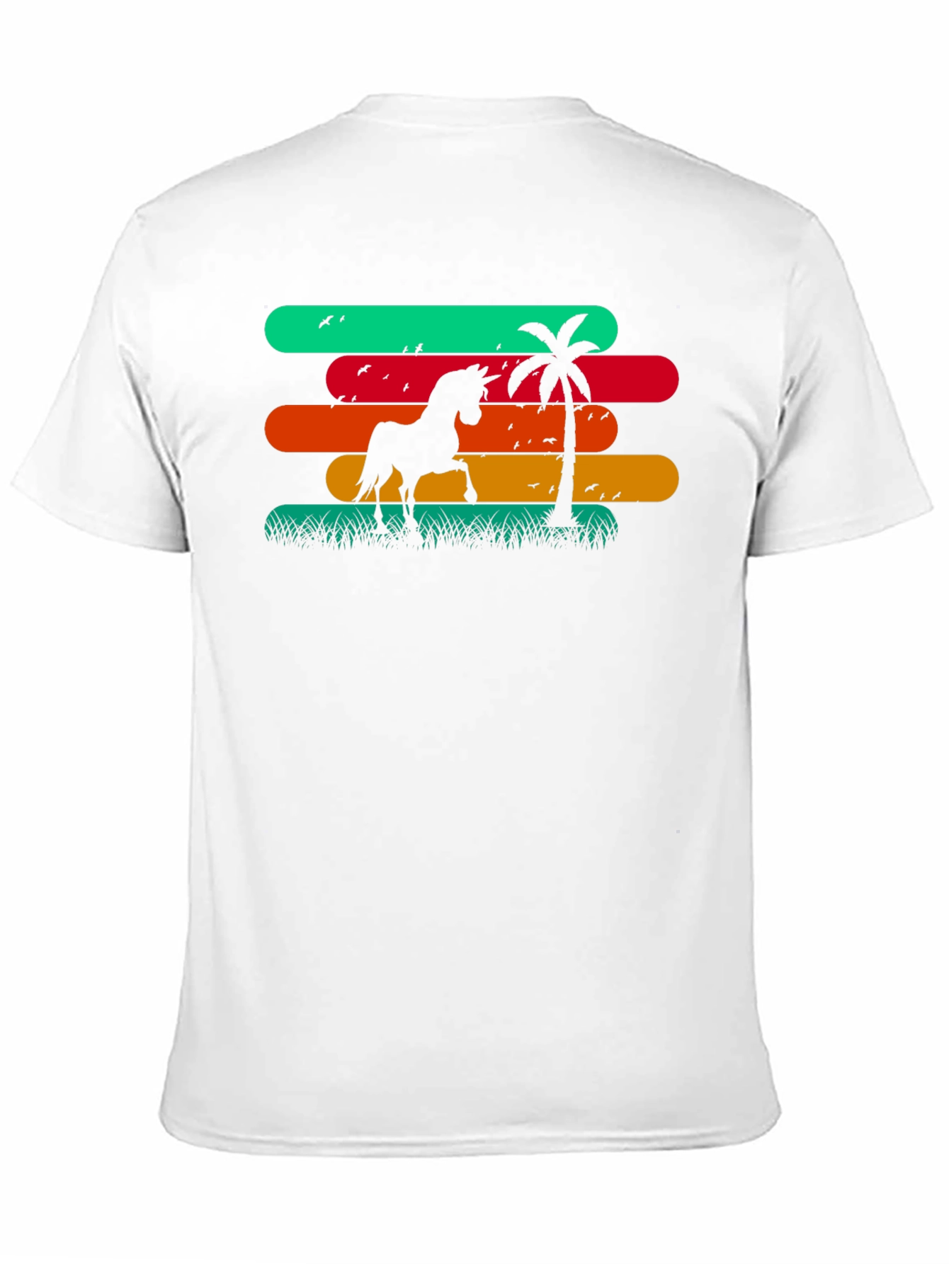 Retro Horse Palm Tree Graphic T-Shirt