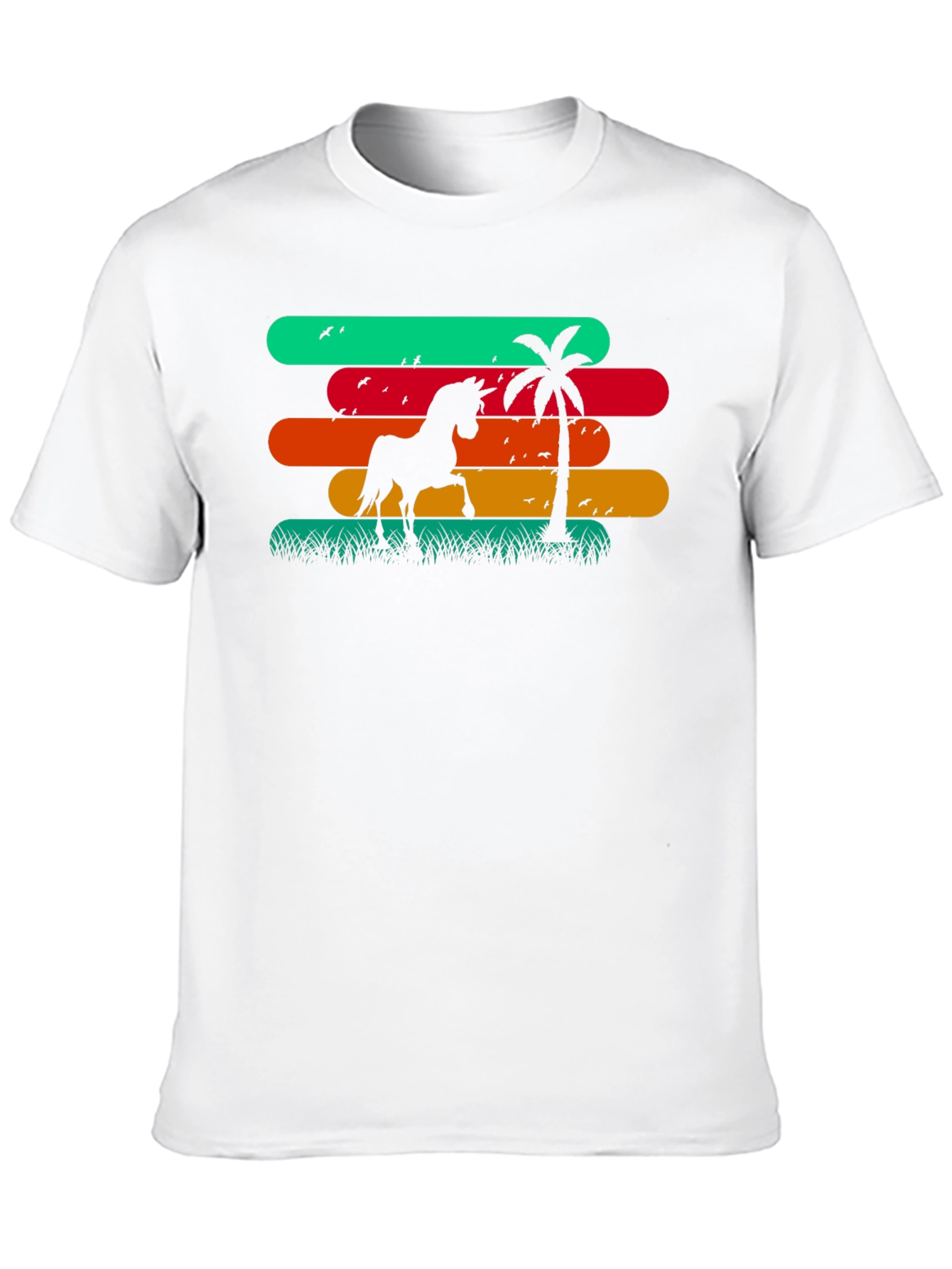 Retro Horse Palm Tree Graphic T-Shirt