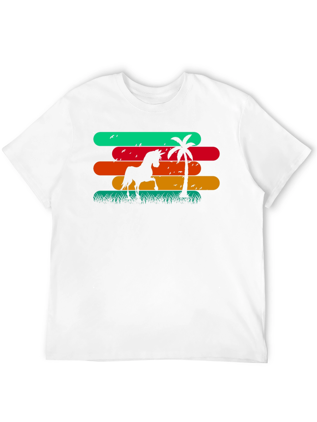 Retro Horse Palm Tree Graphic T-Shirt
