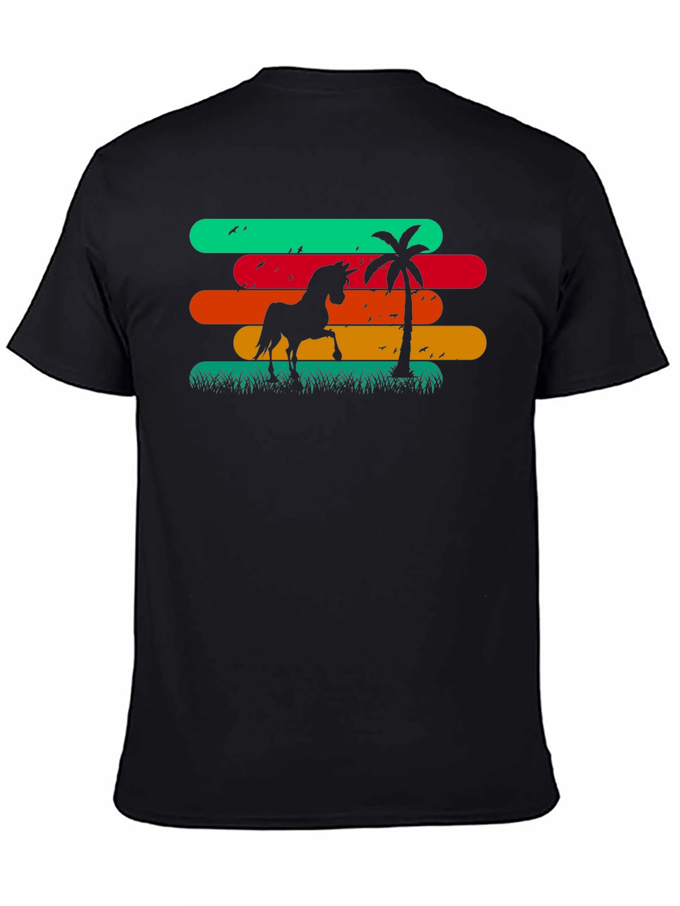 Retro Horse Palm Tree Graphic T-Shirt