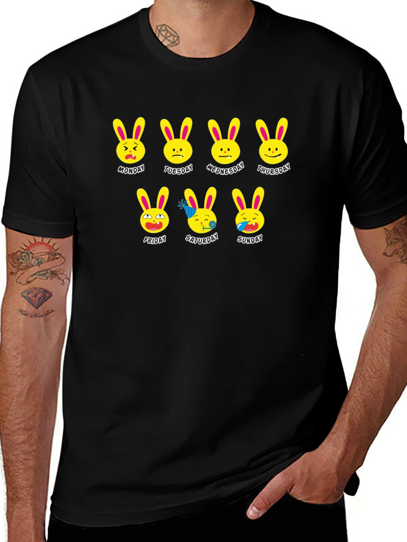 Days of the Week Bunny Emoji T-Shirt