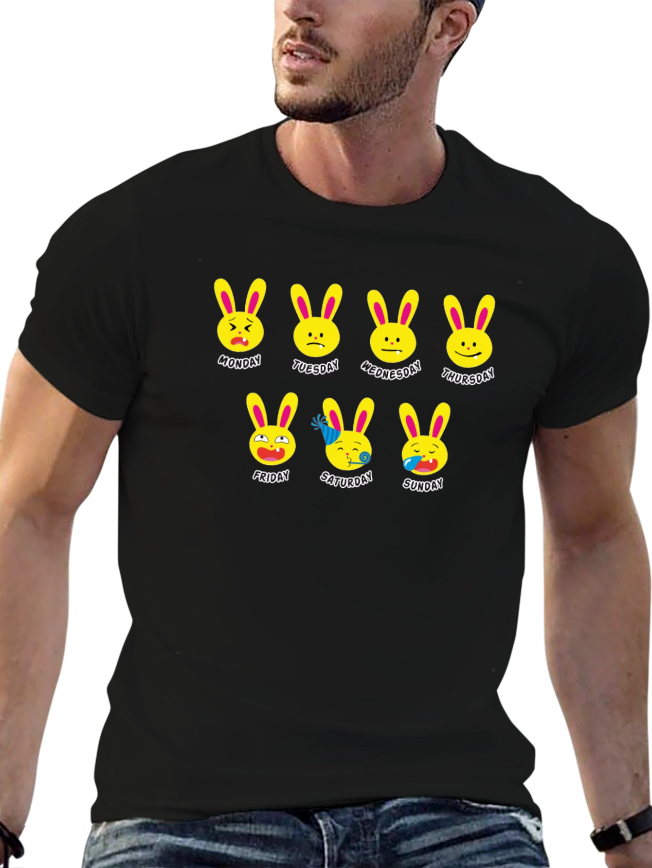 Days of the Week Bunny Emoji T-Shirt