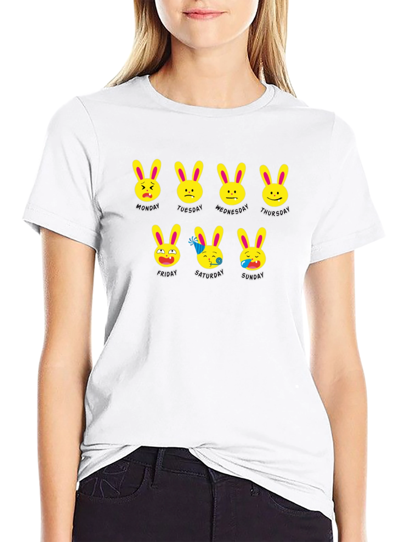 Days of the Week Bunny Emoji T-Shirt