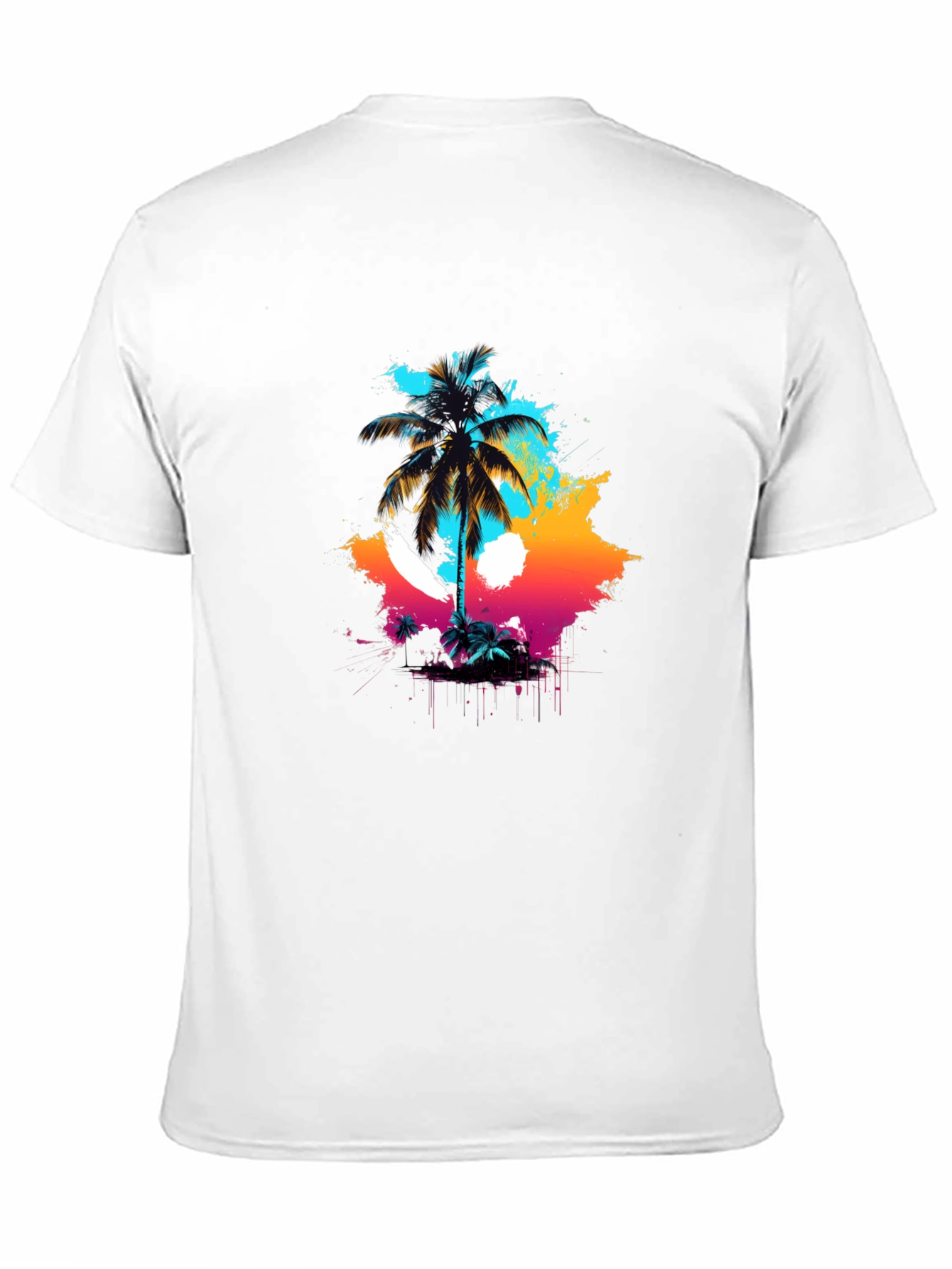 Vibrant Palm Tree Graphic Black T-Shirt