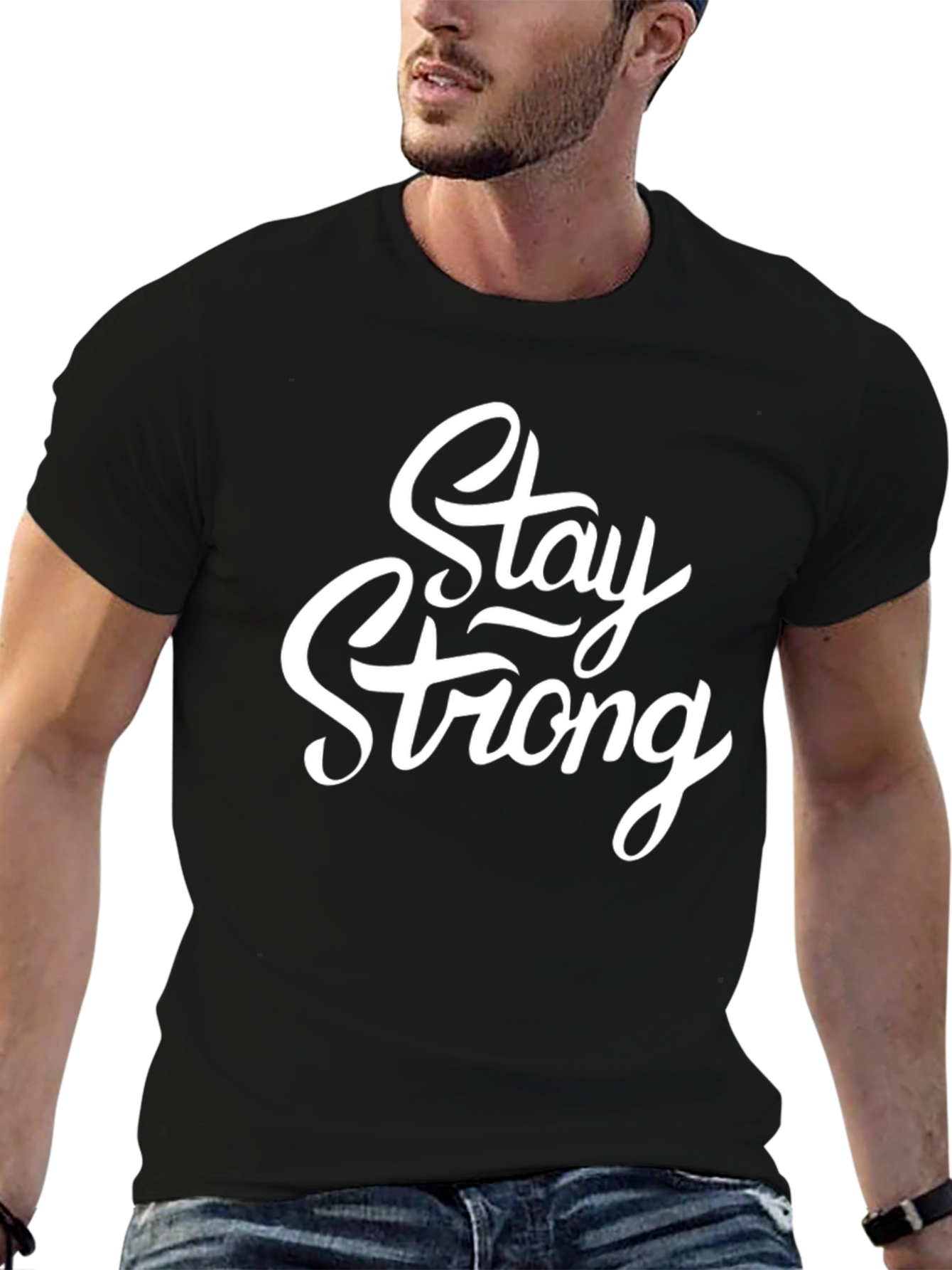 Stay Strong Graphic Tee - Premium Black T-Shirt