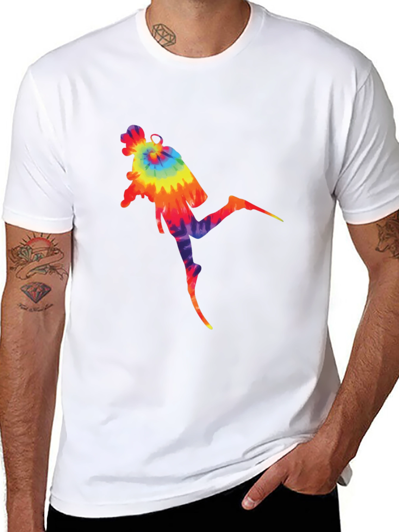 Tie-Dye Scuba Diver Graphic T-Shirt