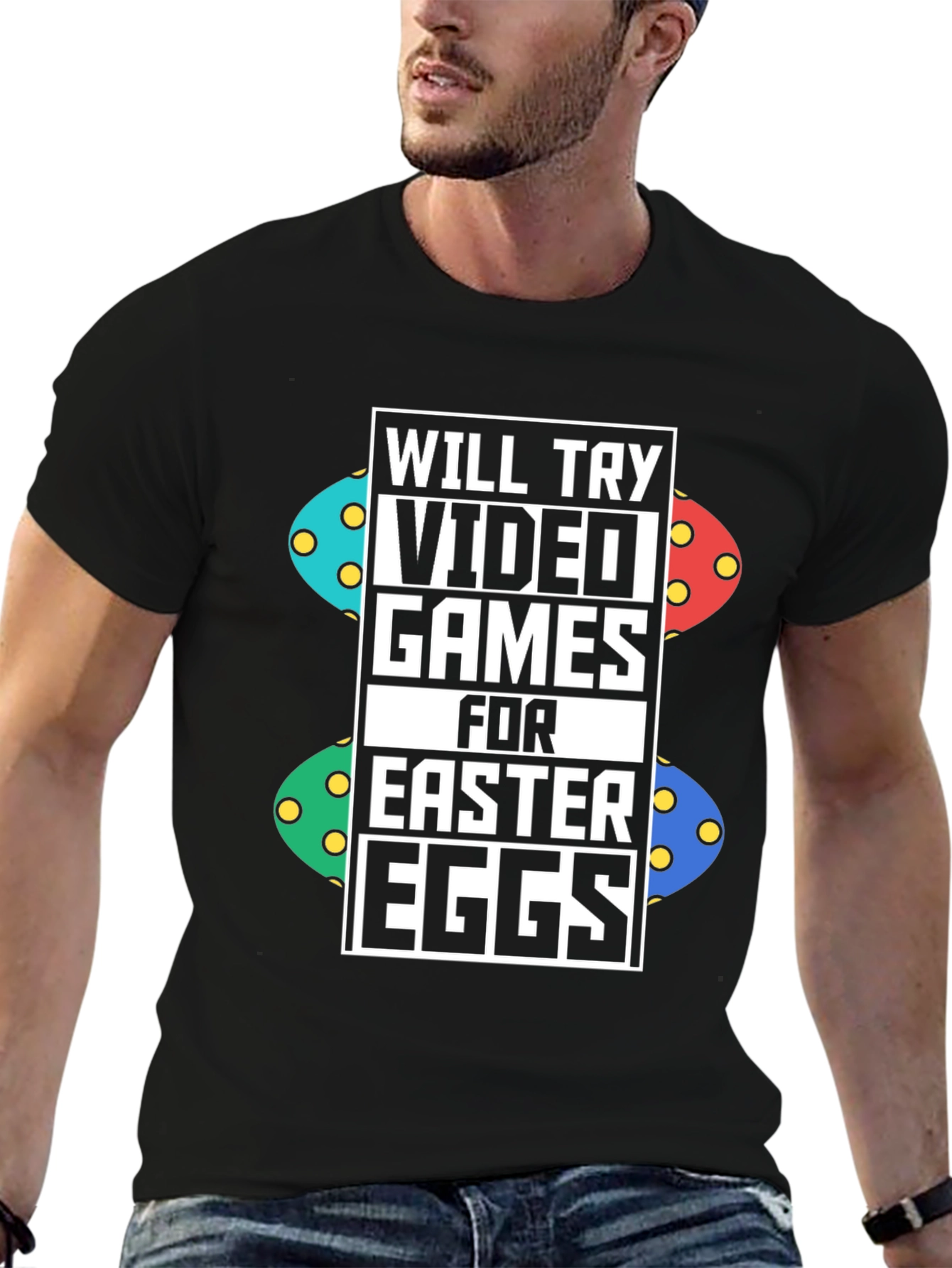 Video Games for Easter Eggs Black T-Shirt
