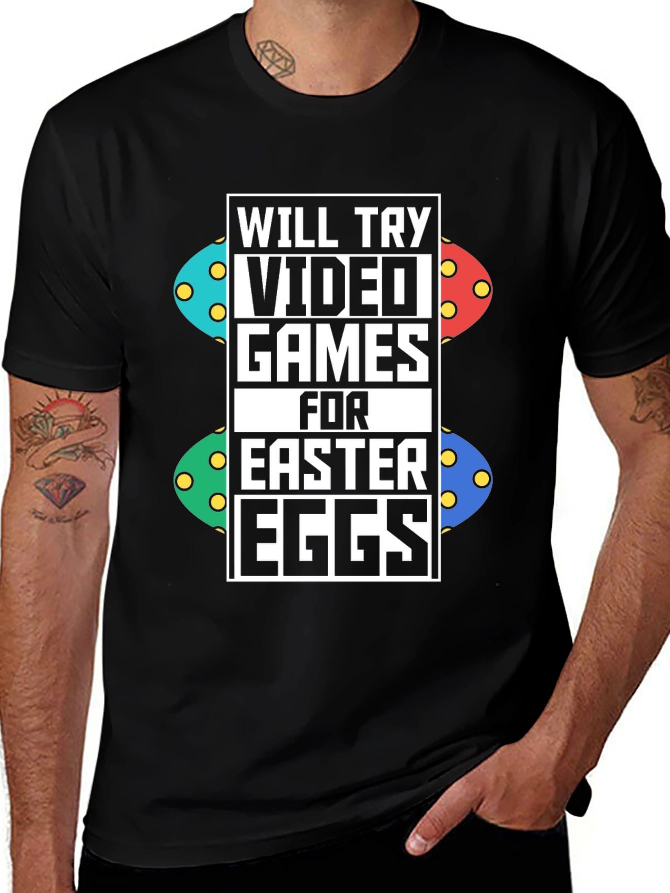 Video Games for Easter Eggs Black T-Shirt